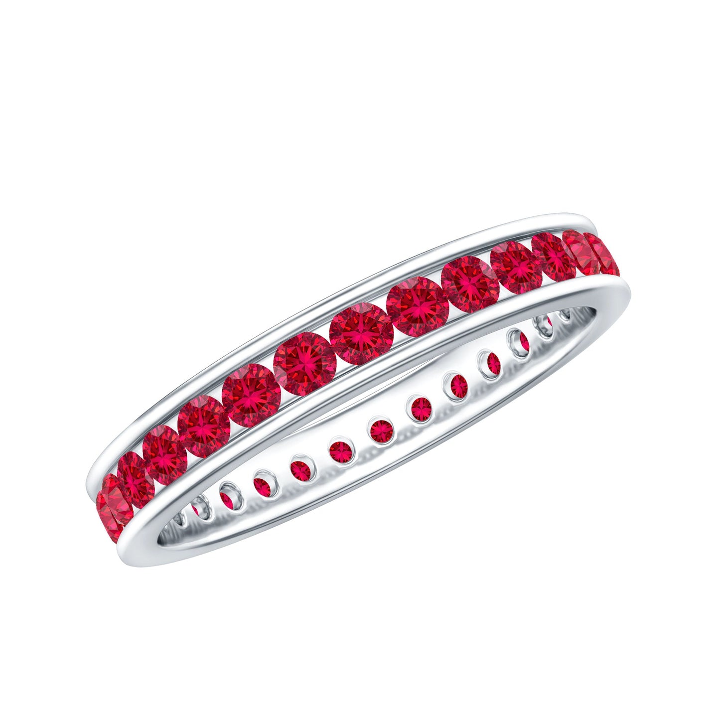 Channel Set Round Lab Created Ruby Eternity Band Ring for Women