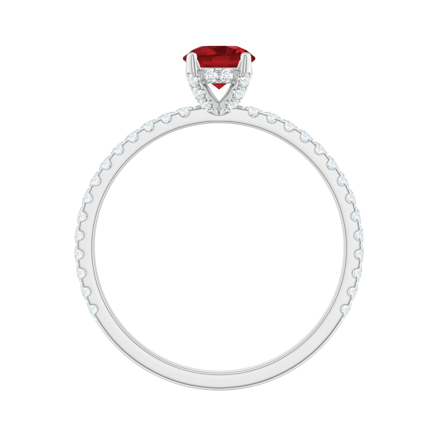 Lab Created Ruby Engagement Ring with Diamond Side Stones