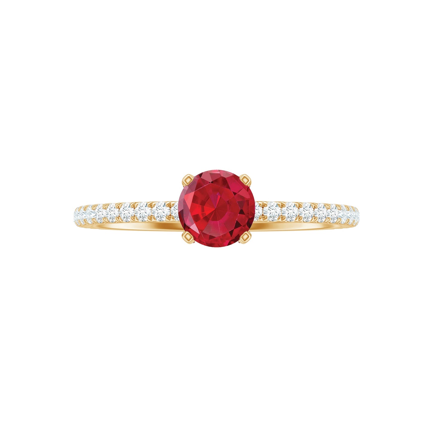 Lab Created Ruby Engagement Ring with Diamond Side Stones