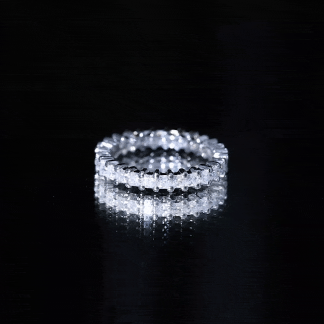 Princess Cut Moissanite Stackable Eternity Band Ring