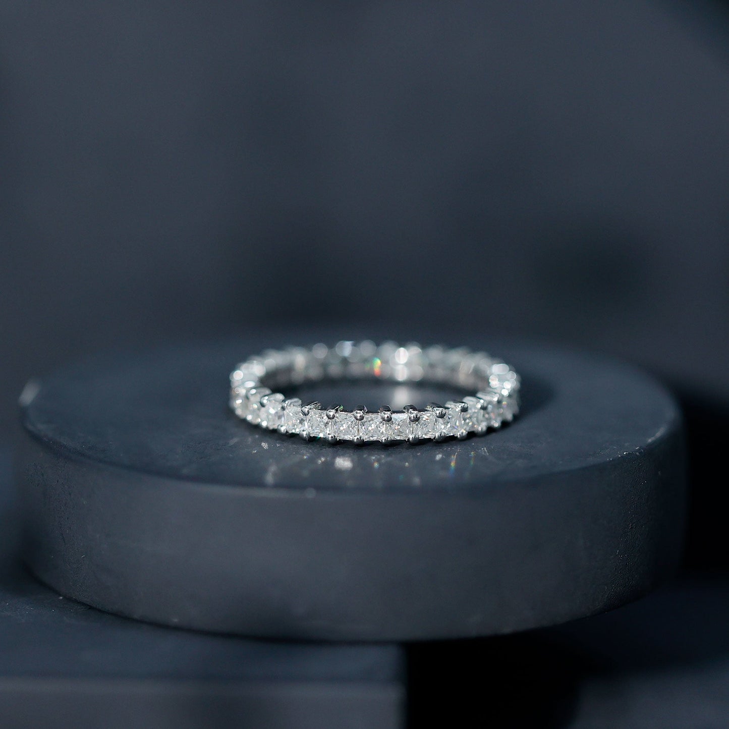 Princess Cut Moissanite Stackable Eternity Band Ring