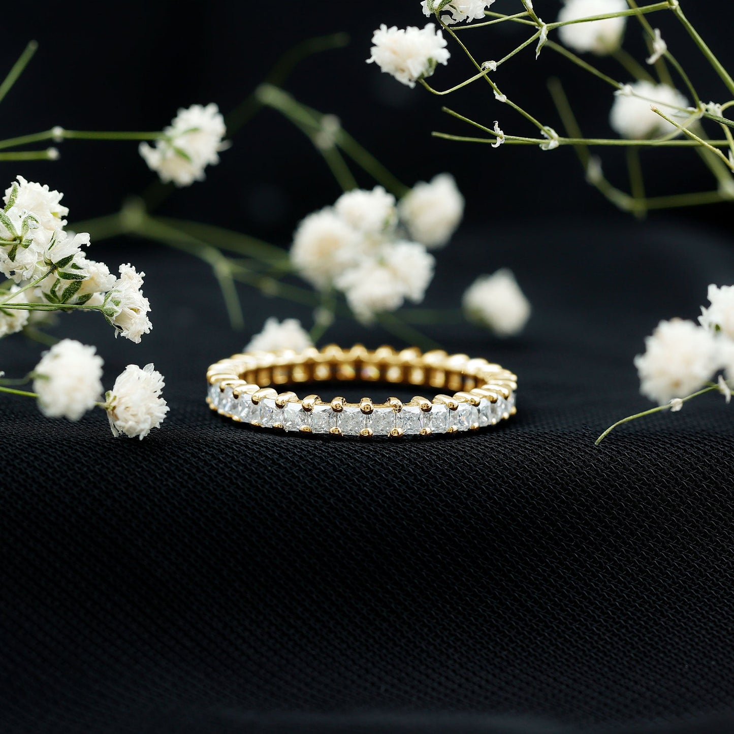 Princess Cut Moissanite Stackable Eternity Band Ring