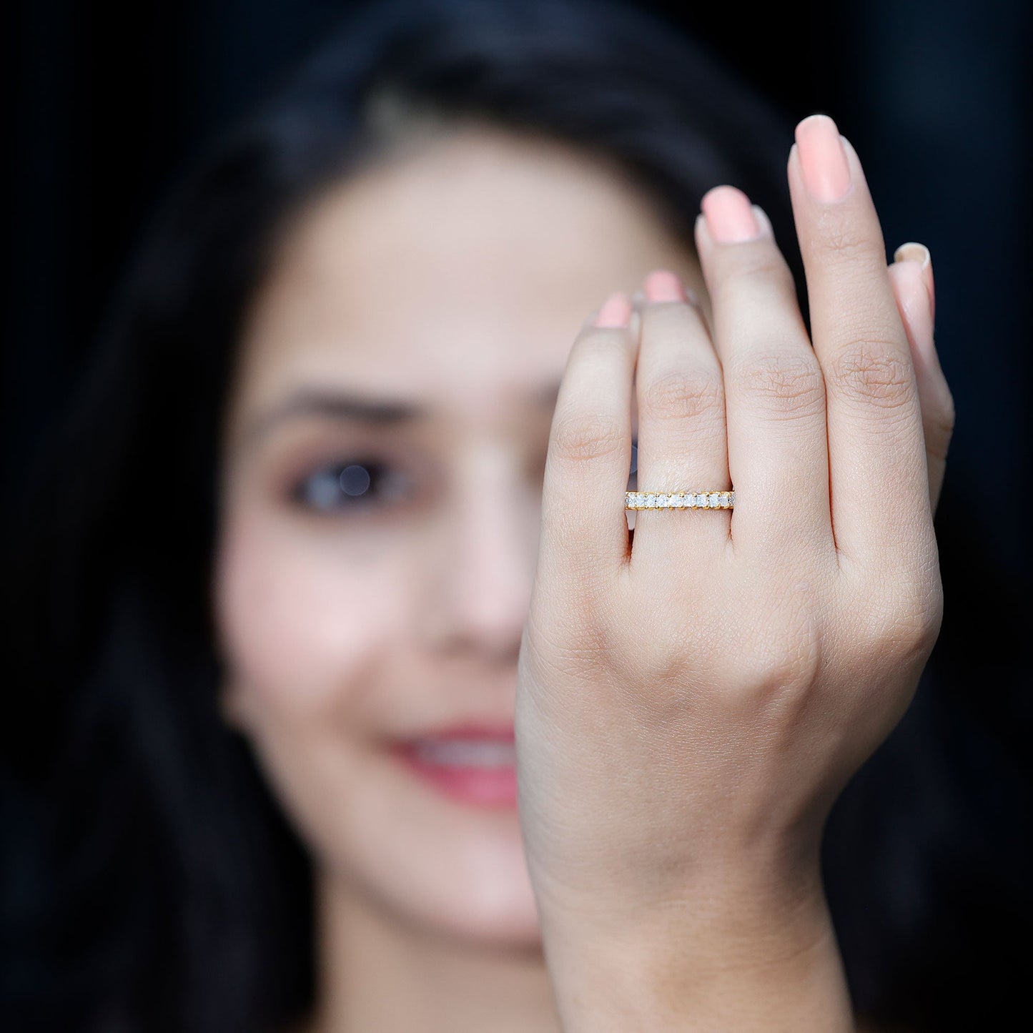 Princess Cut Moissanite Stackable Eternity Band Ring