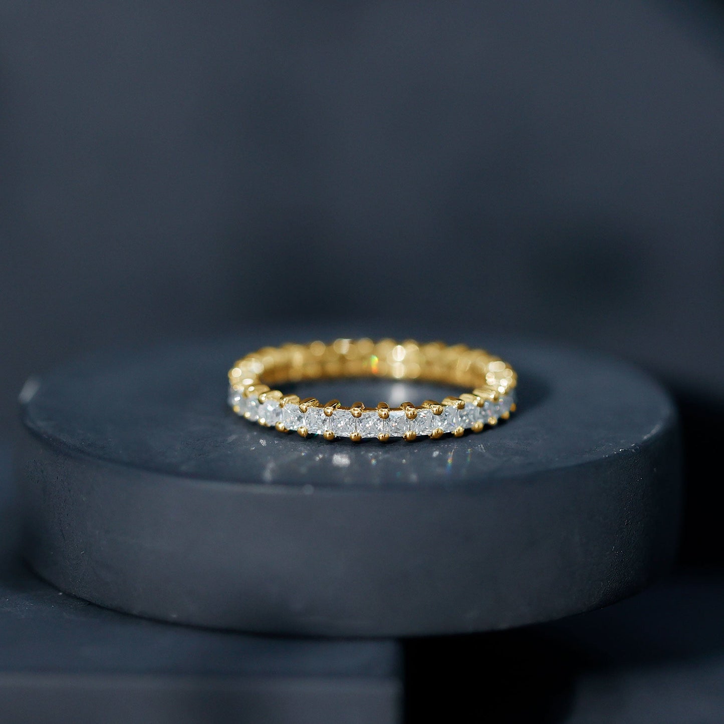 Princess Cut Moissanite Stackable Eternity Band Ring