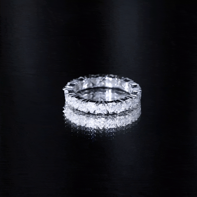 Claw Set Moissanite Heart Wedding Band for Women
