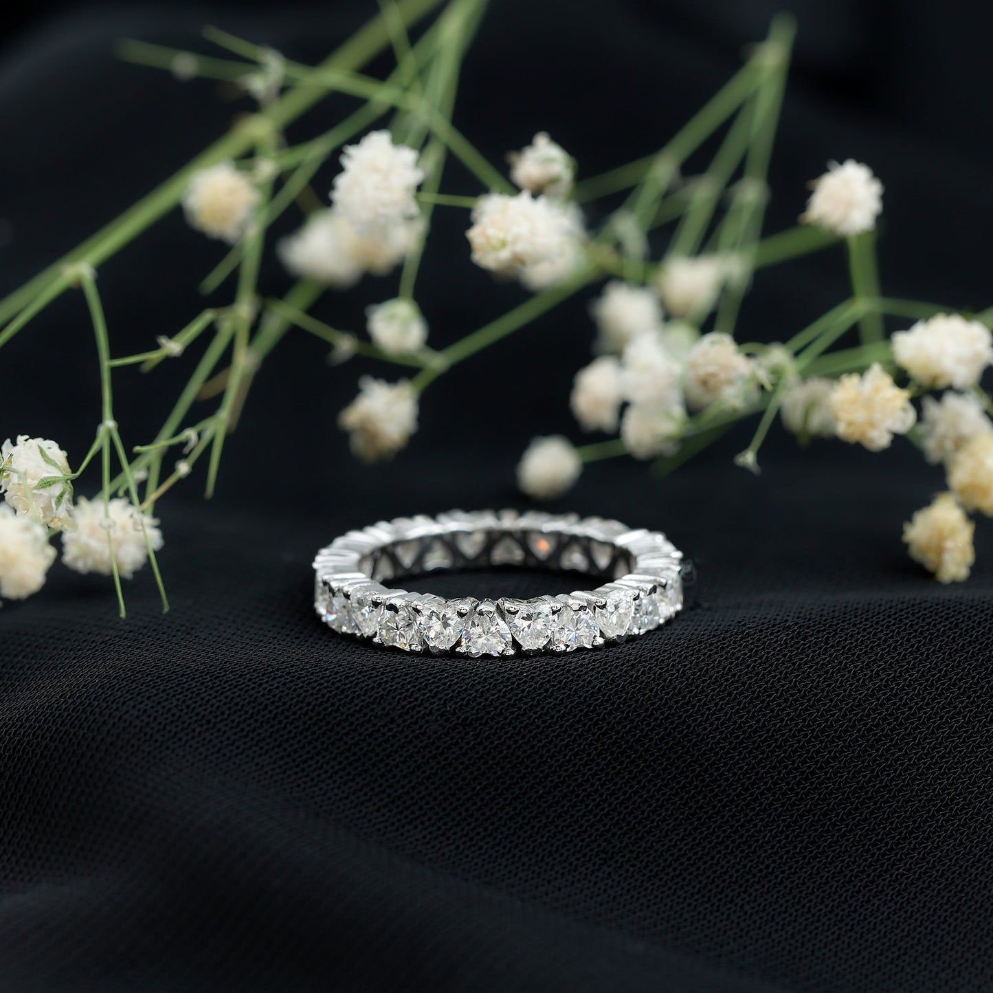 Claw Set Moissanite Heart Wedding Band for Women