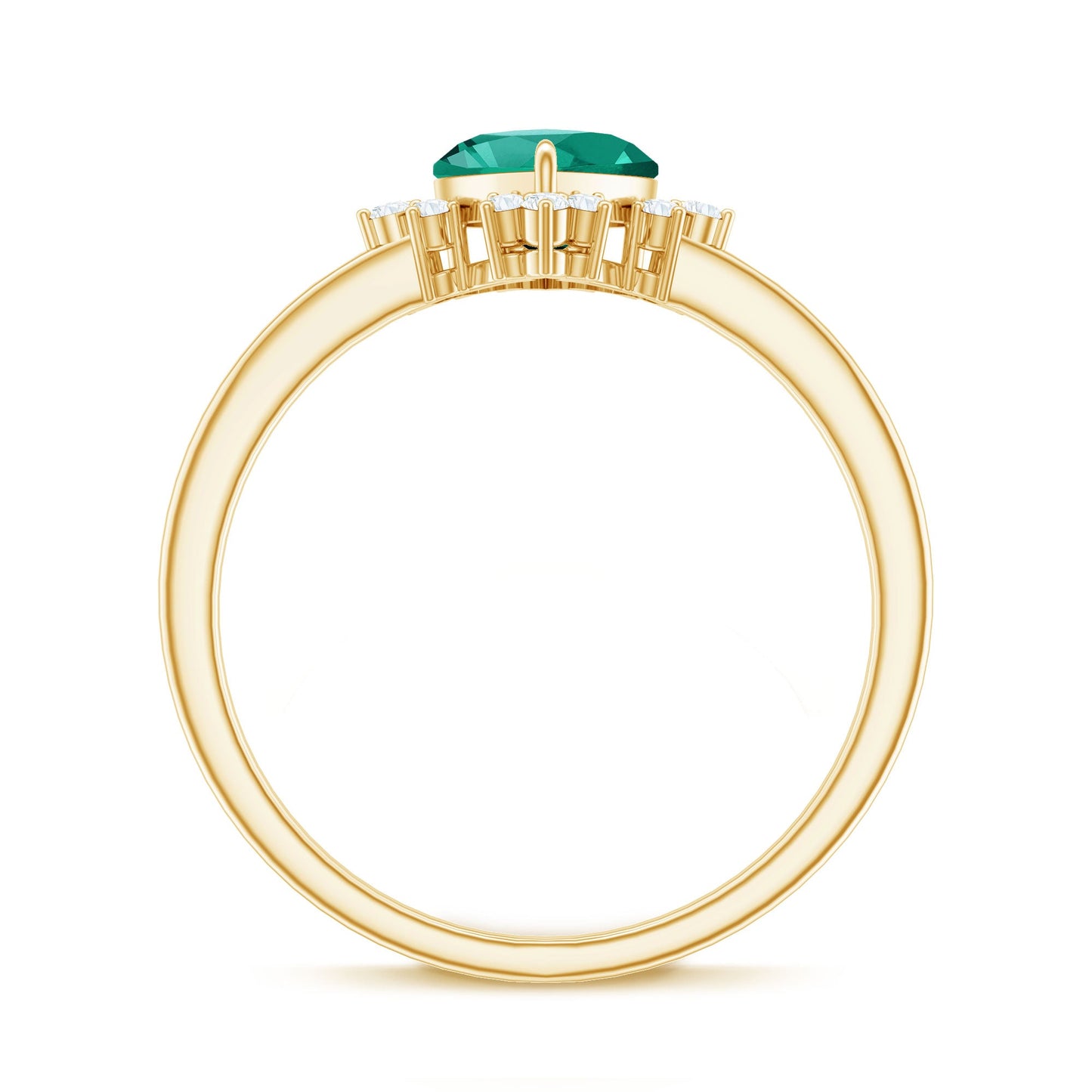Certified Lab Grown Emerald Heart Shaped Promise Ring with Diamond