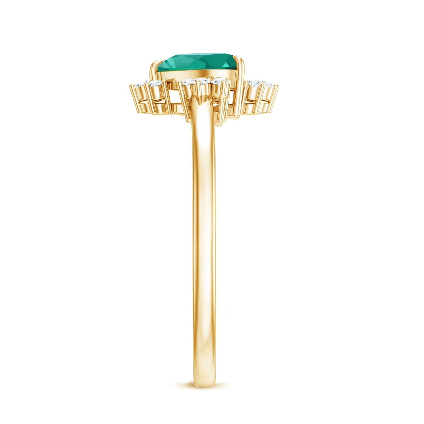 Certified Lab Grown Emerald Heart Shaped Promise Ring with Diamond