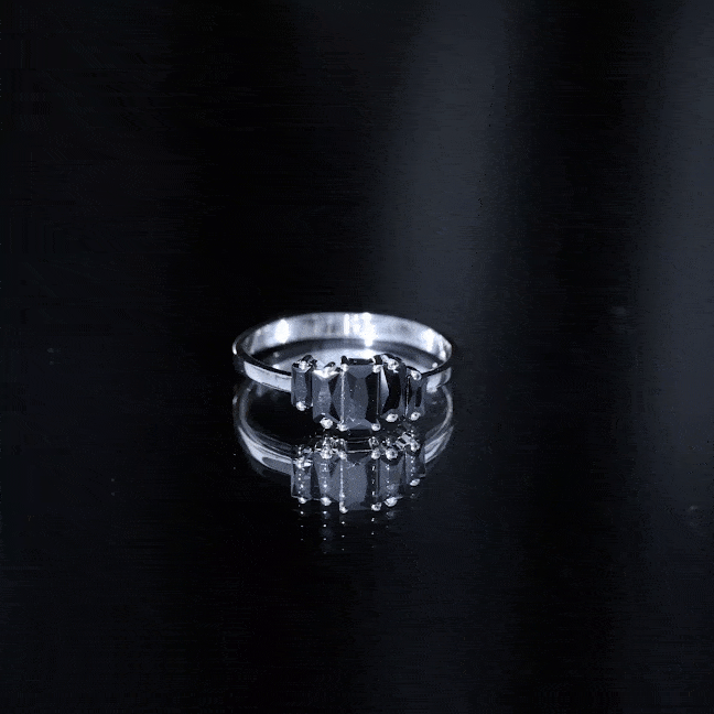Baguette Cut Black Onyx 5 Stone Anniversary Ring