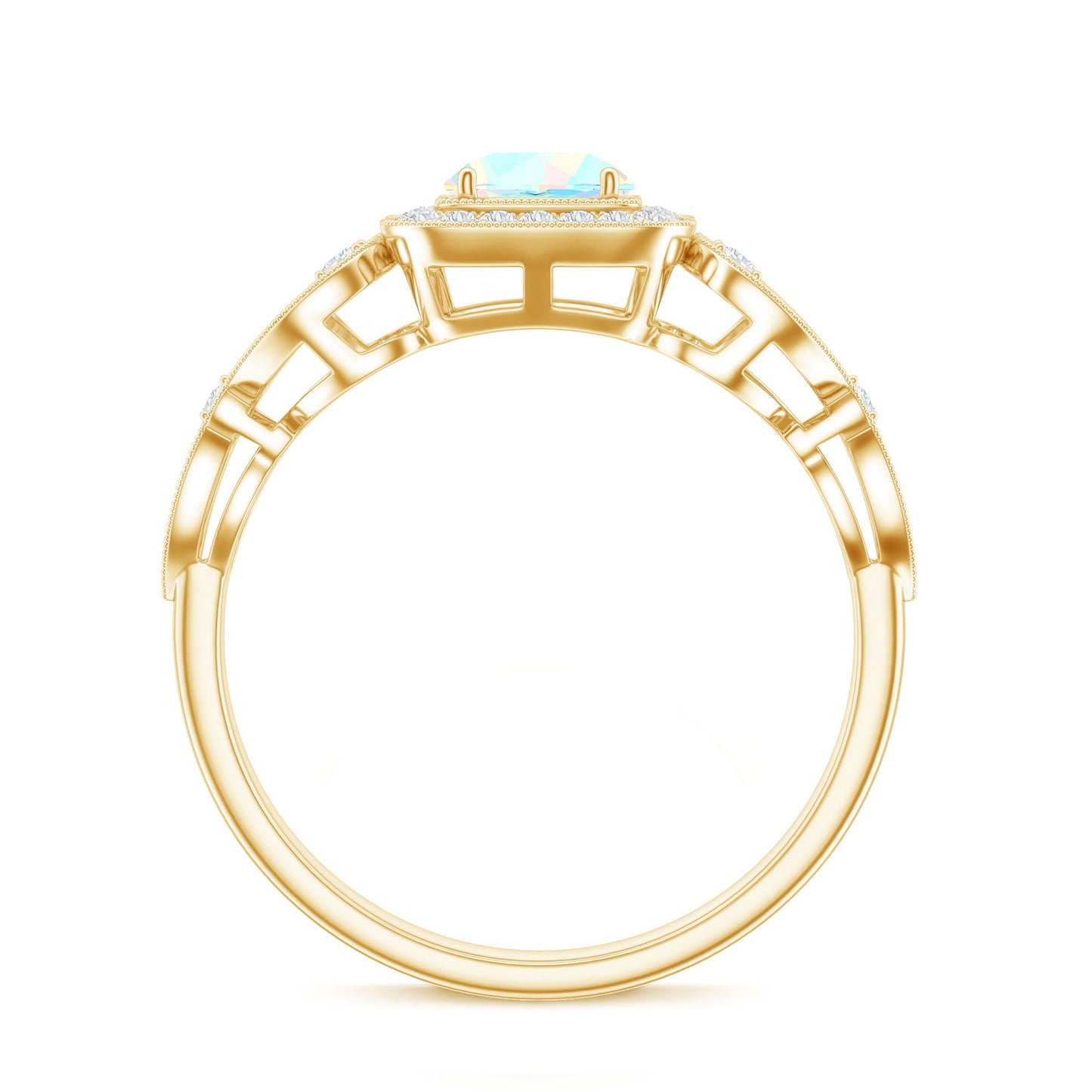 Certified Real Ethiopian Opal Retro Engagement Ring with Diamond