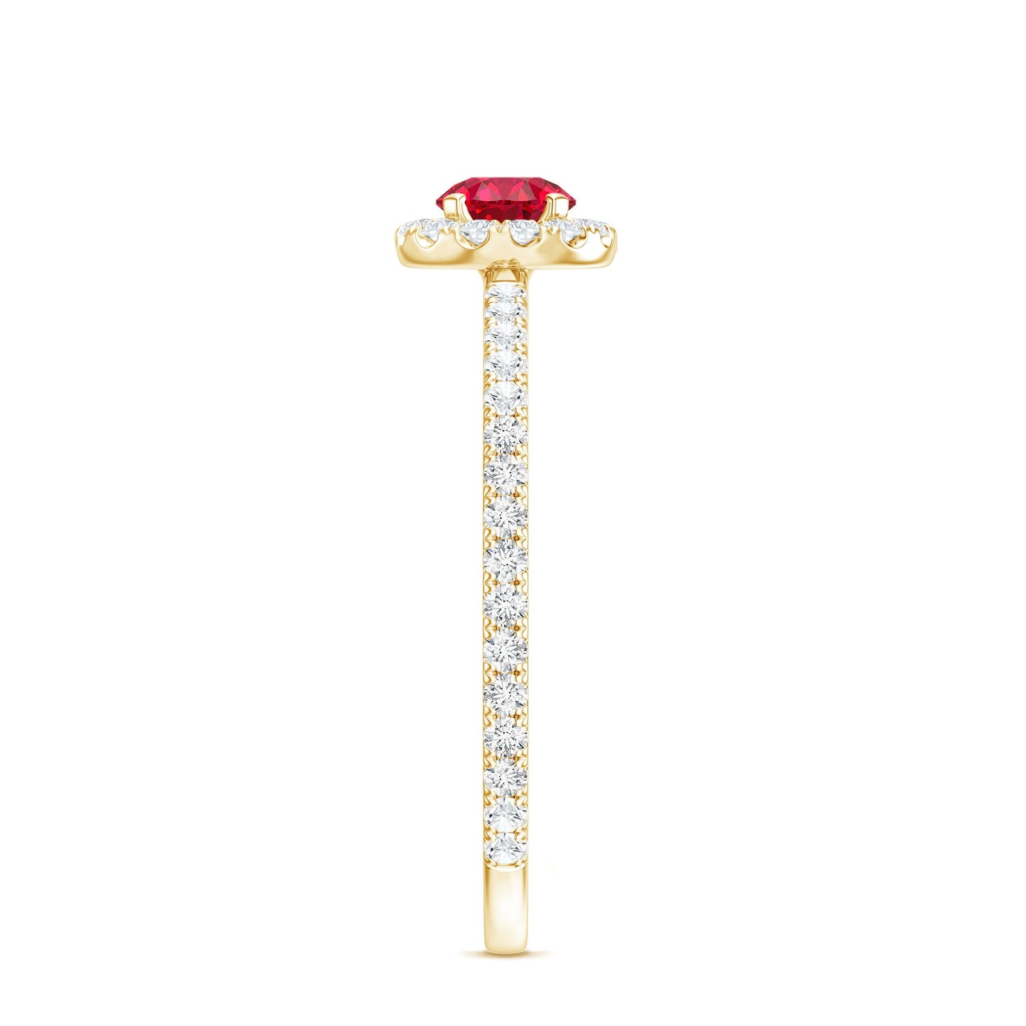 Certified Lab Grown Ruby and Diamond Halo Engagement Ring