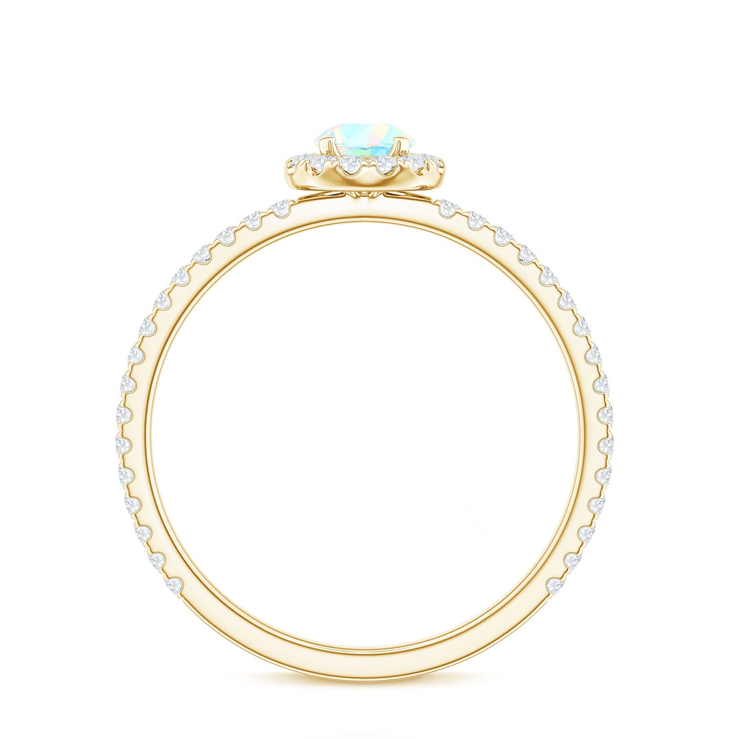 Natural Opalescent Promise Engagement Ring with Diamond Halo