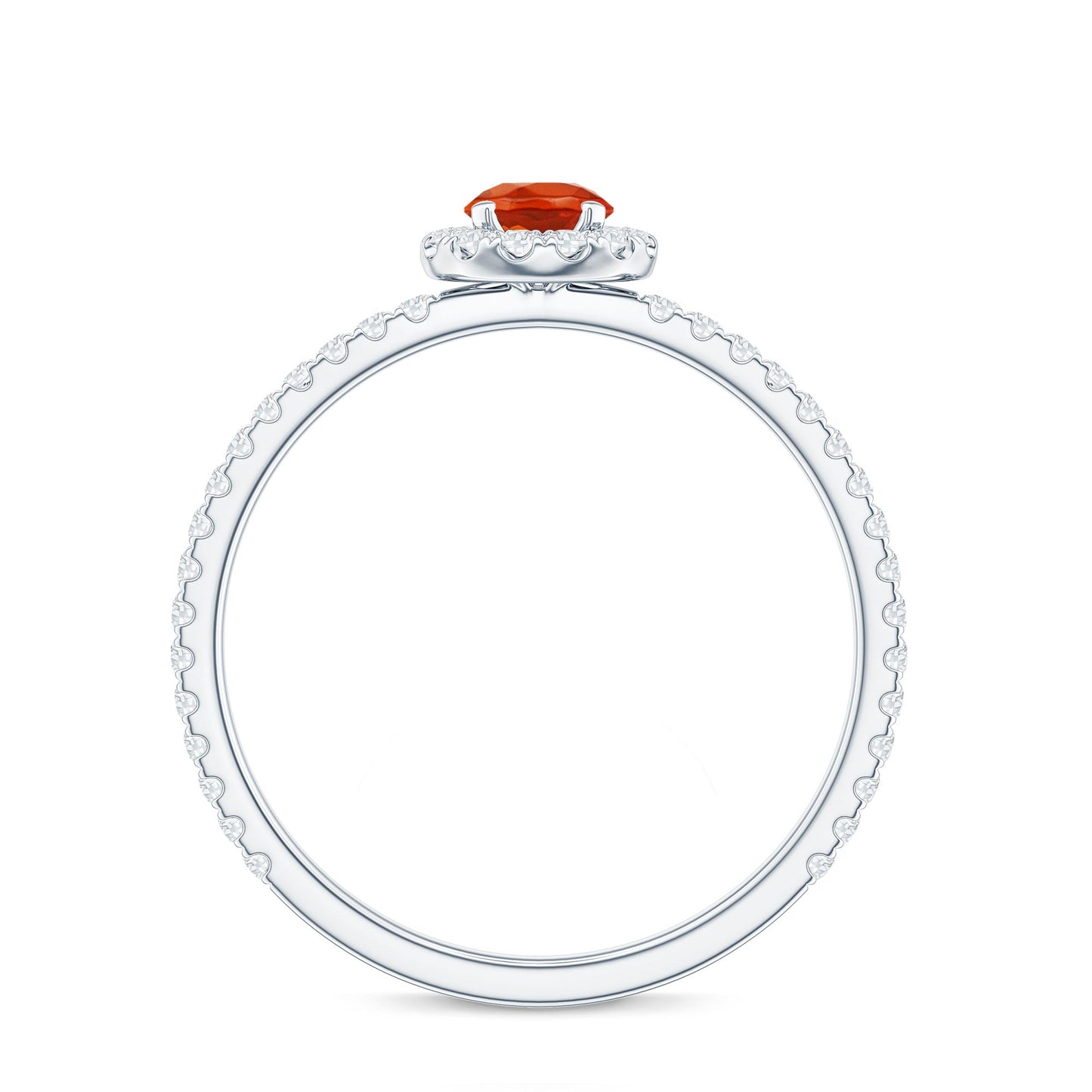 Round Fire Opal Minimal Engagement Ring with Diamond