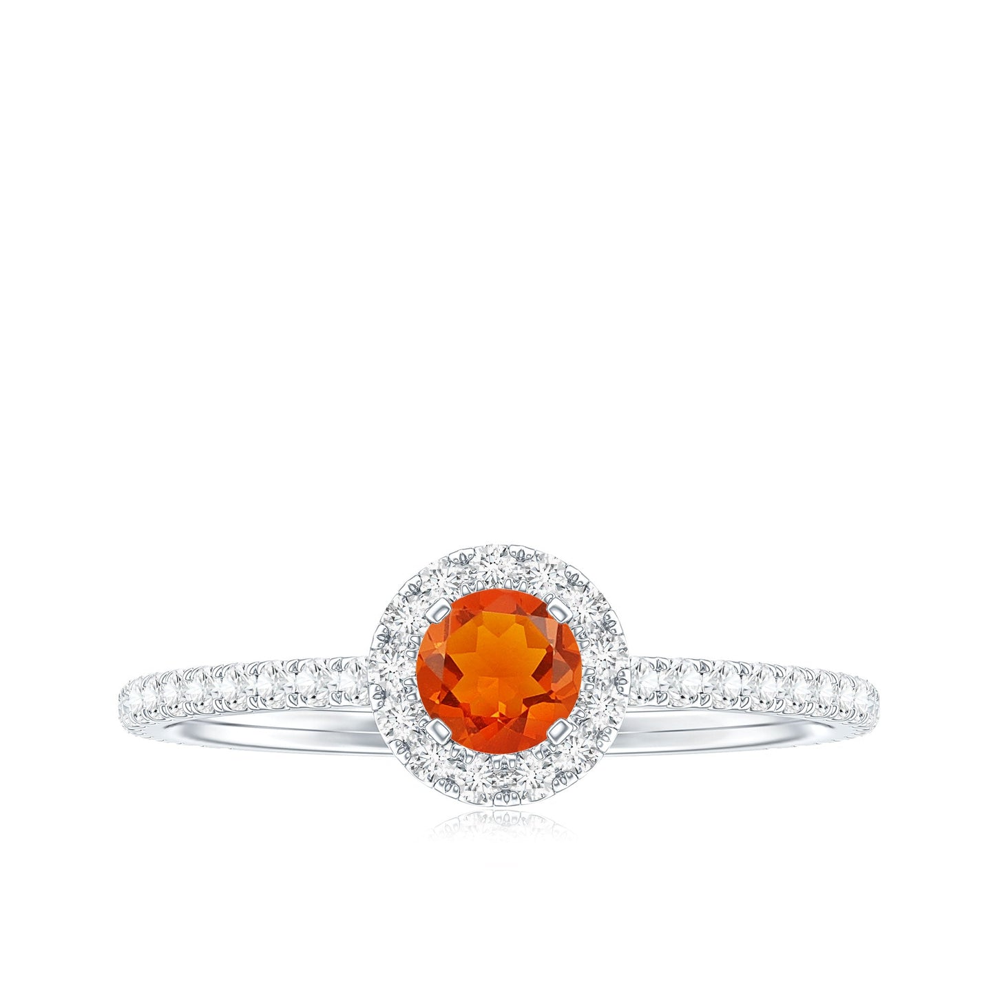 Round Fire Opal Minimal Engagement Ring with Diamond