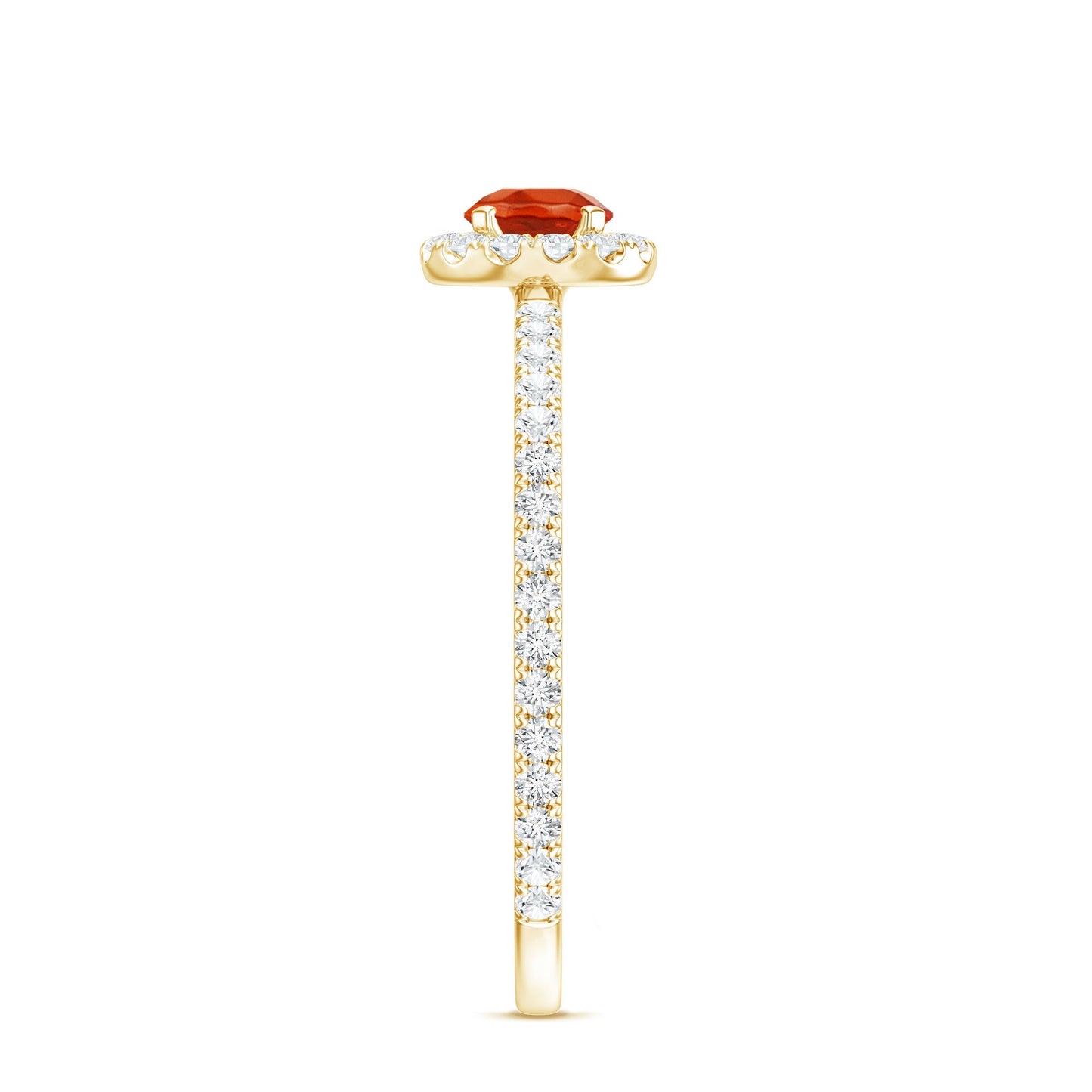 Round Fire Opal Minimal Engagement Ring with Diamond