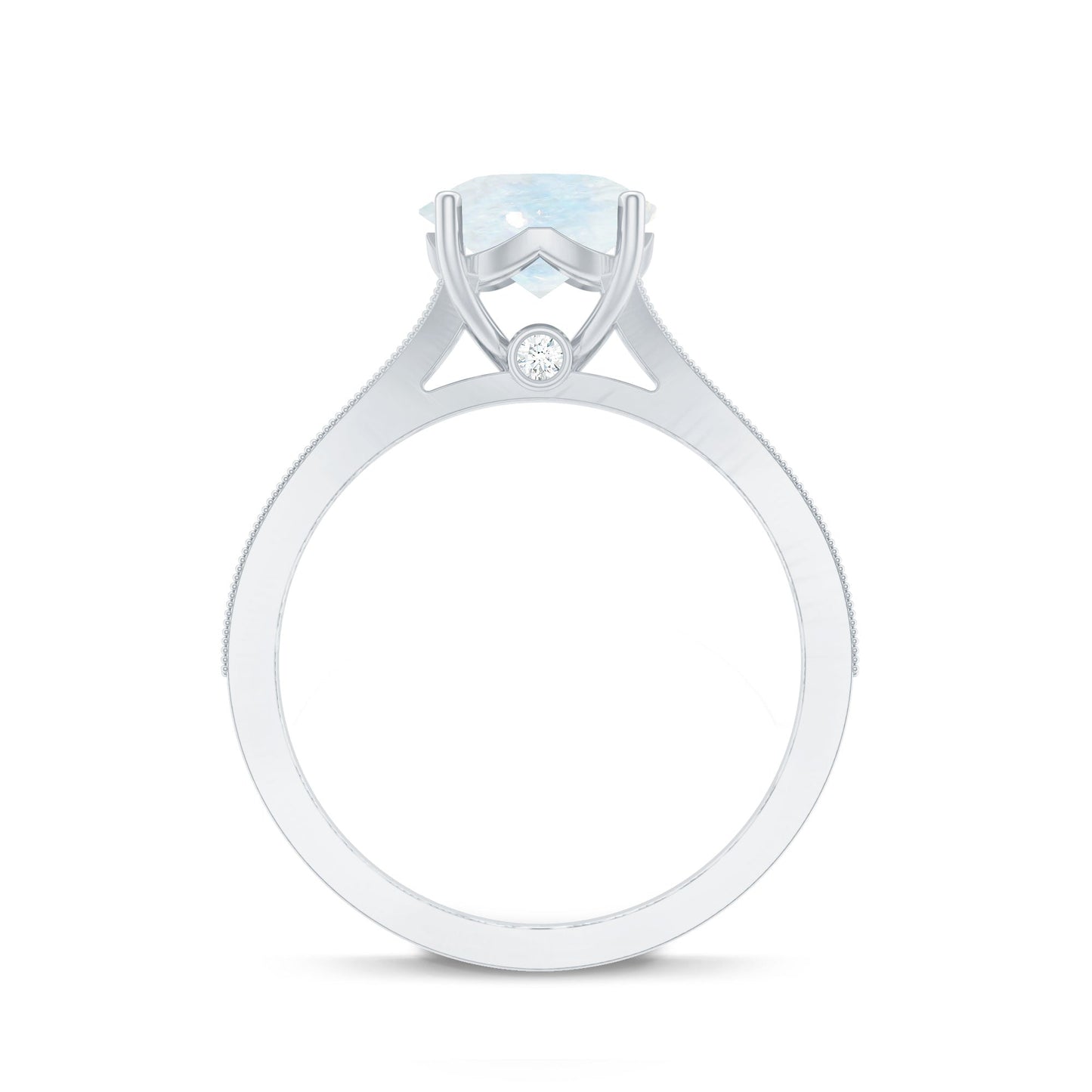 Designer Moonstone Engagement Ring with Diamond Side Stones
