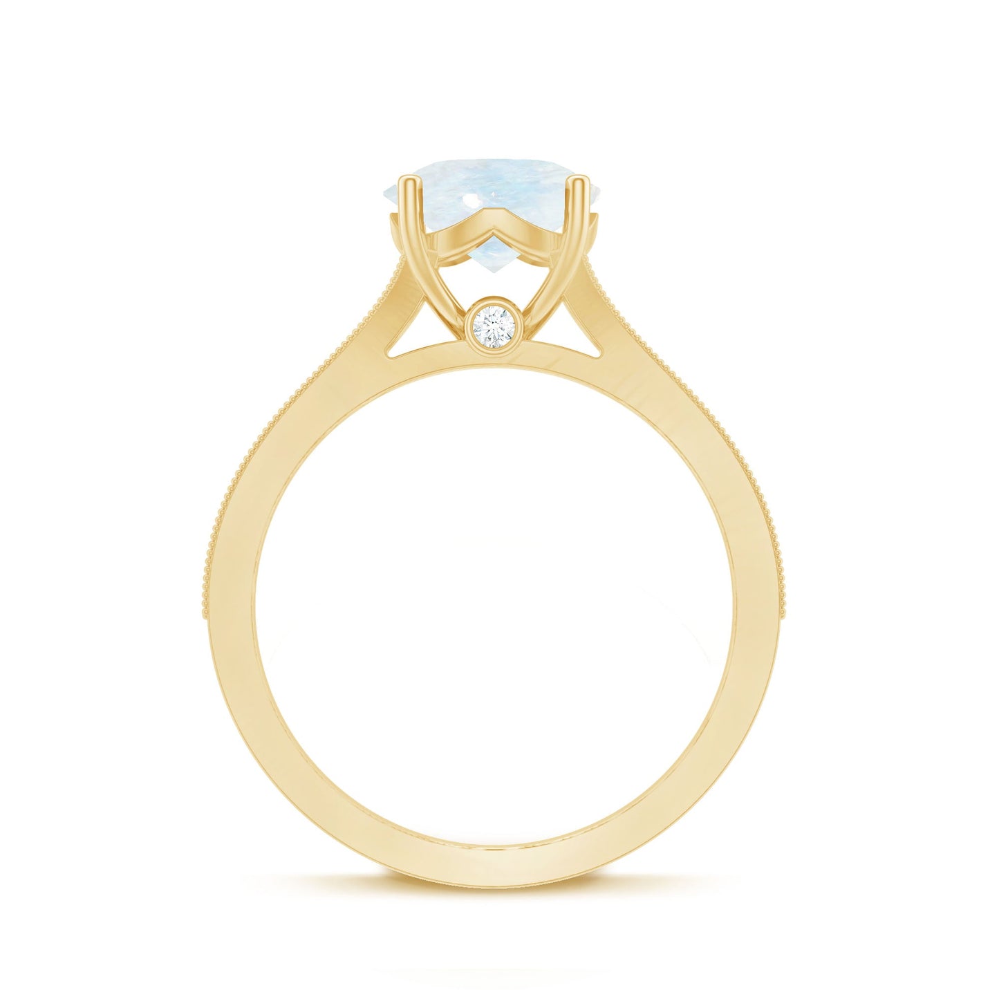 Designer Moonstone Engagement Ring with Diamond Side Stones