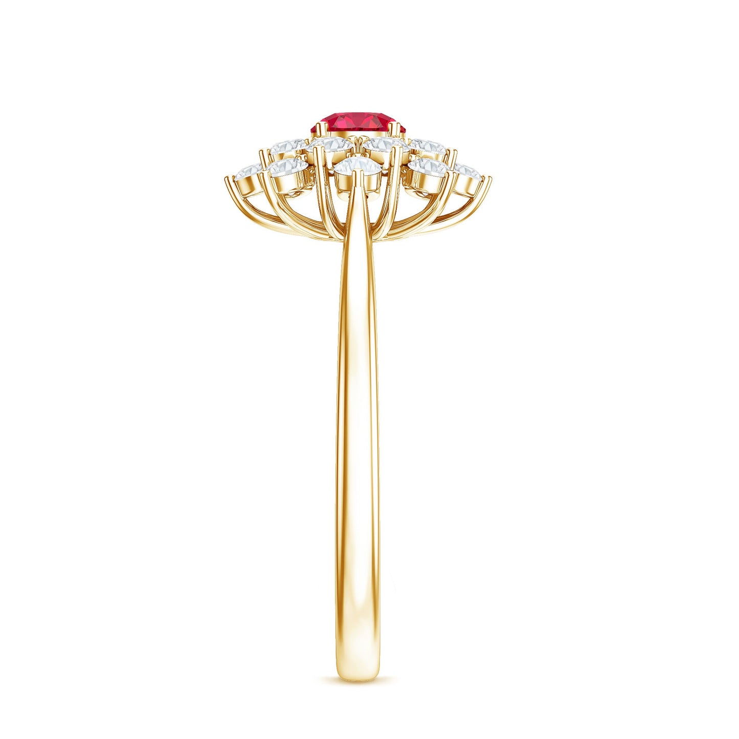 Lab Grown Ruby and Diamond Flower Cluster Engagement Ring