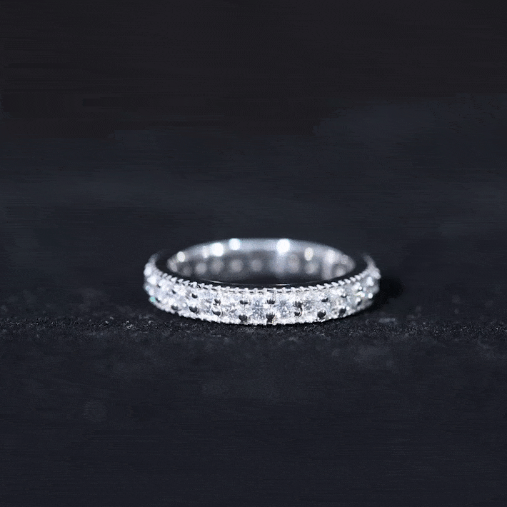 Moissanite Band Ring with Milgrain Detailing
