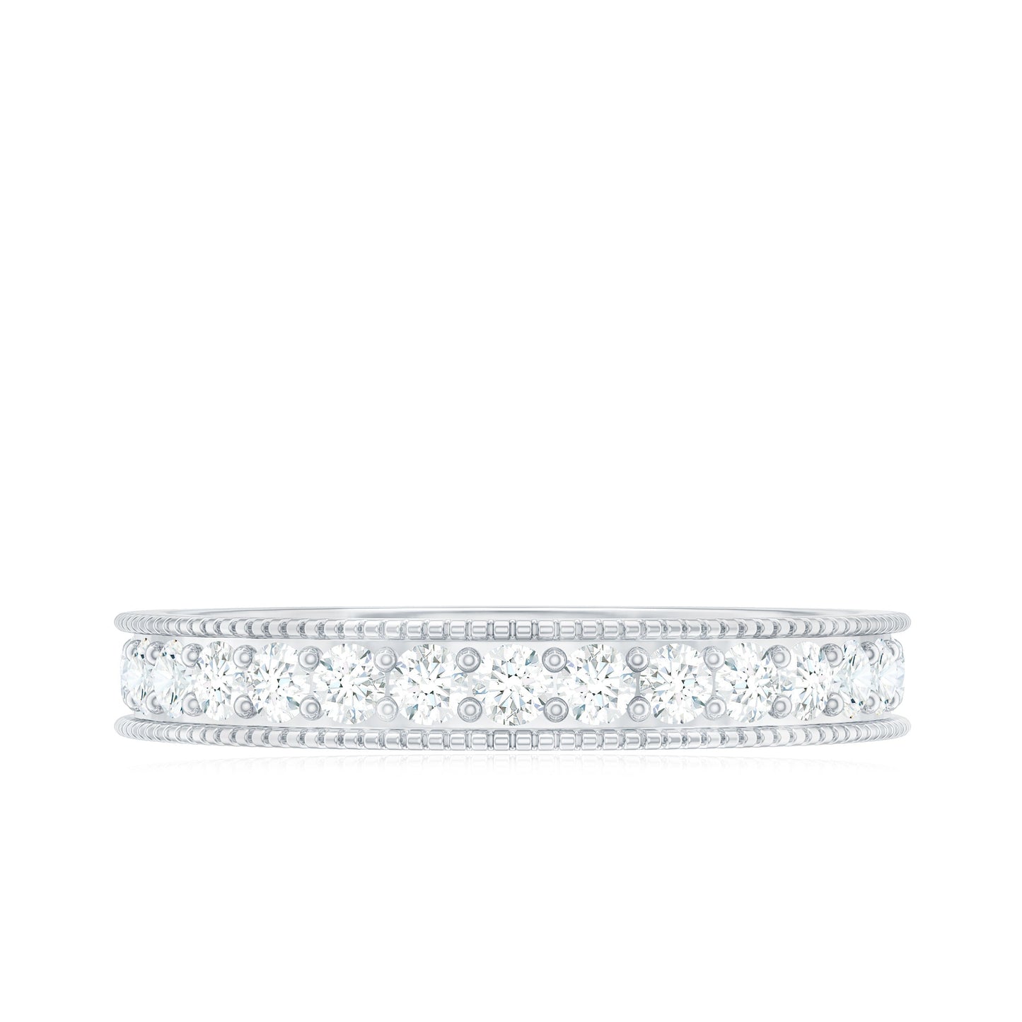 Moissanite Band Ring with Milgrain Detailing