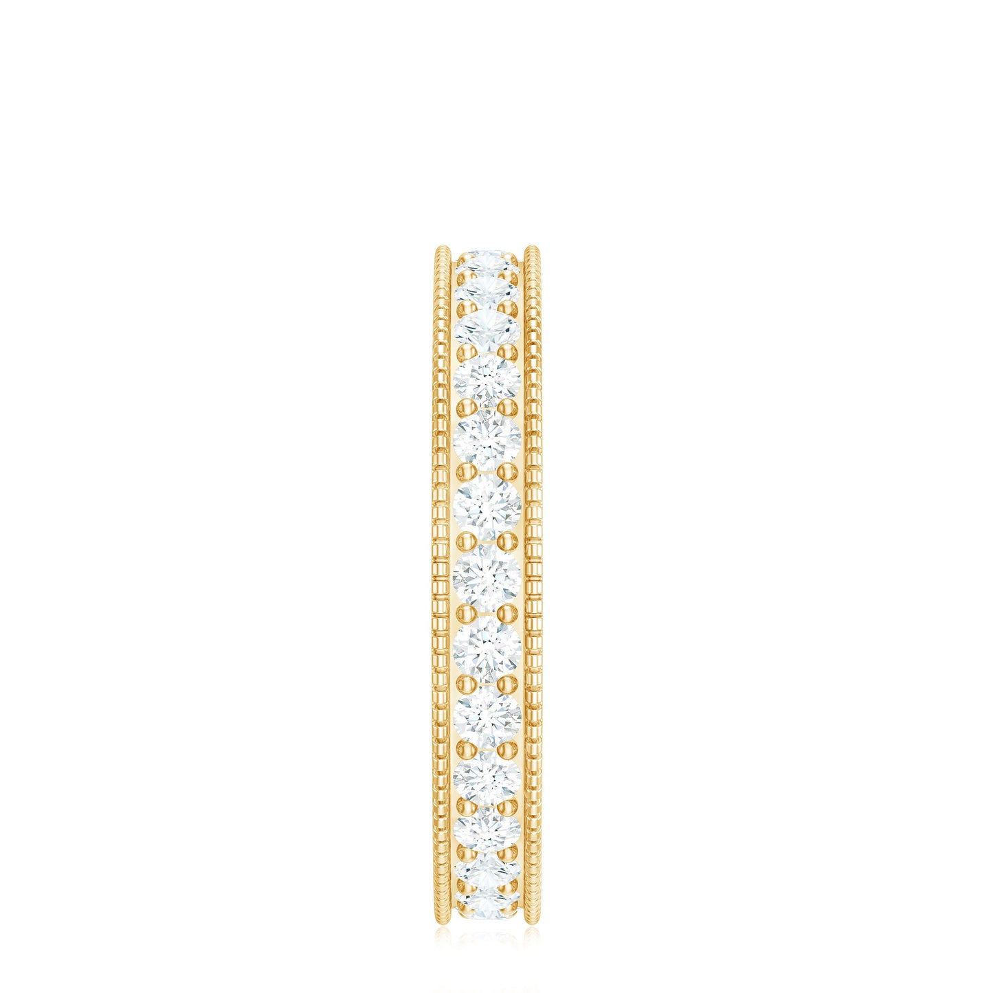Moissanite Band Ring with Milgrain Detailing