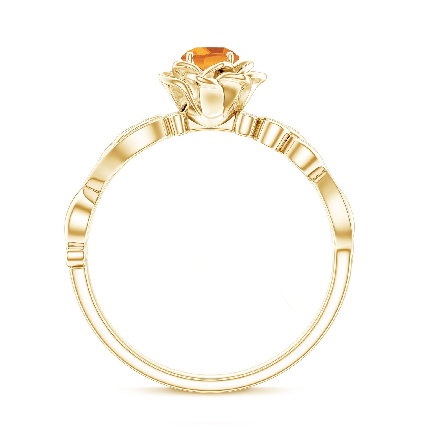 Nature Inspired Citrine Flower Engagement Ring with Diamond
