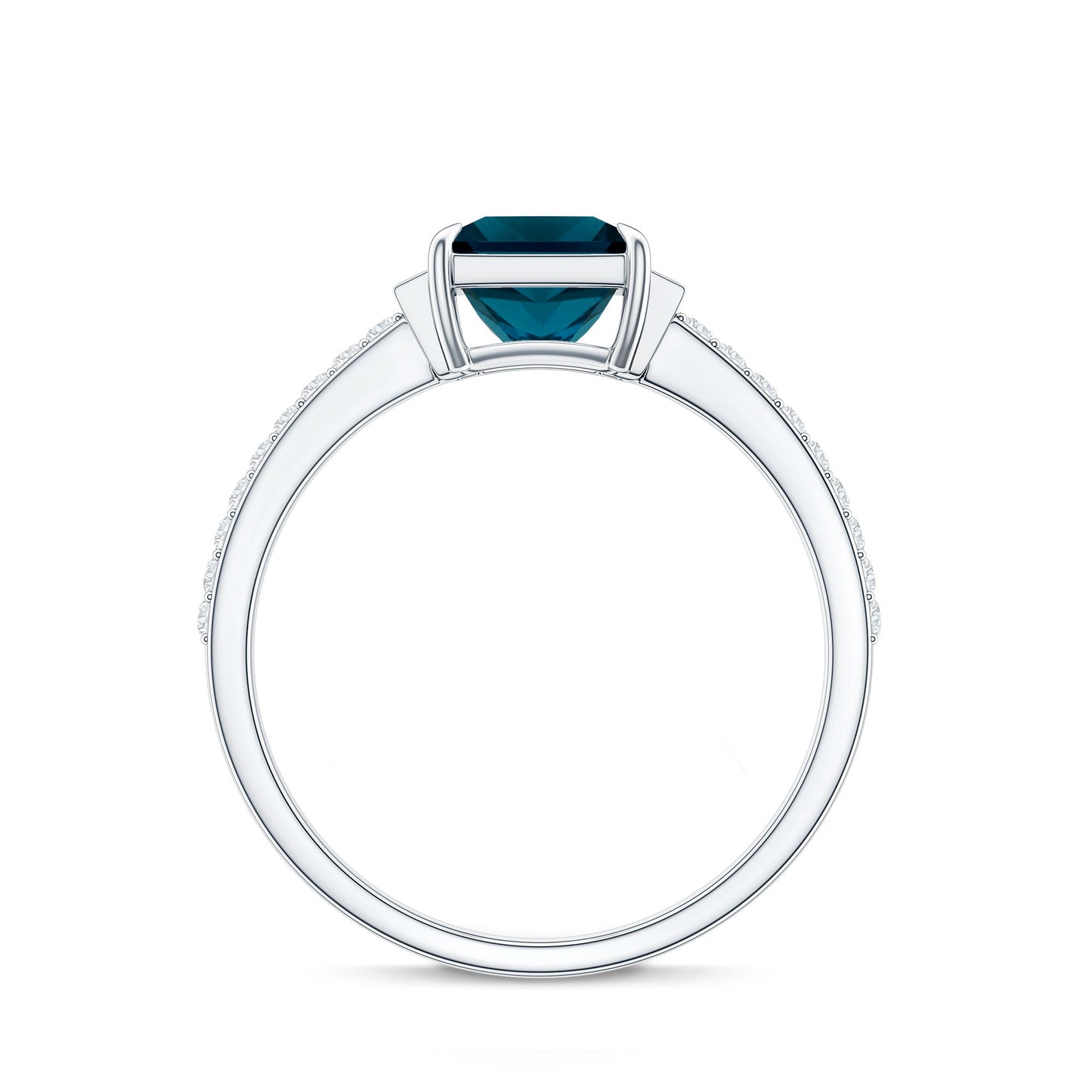 1 Carat Princess Cut London Blue Topaz Engagement Ring with Diamond