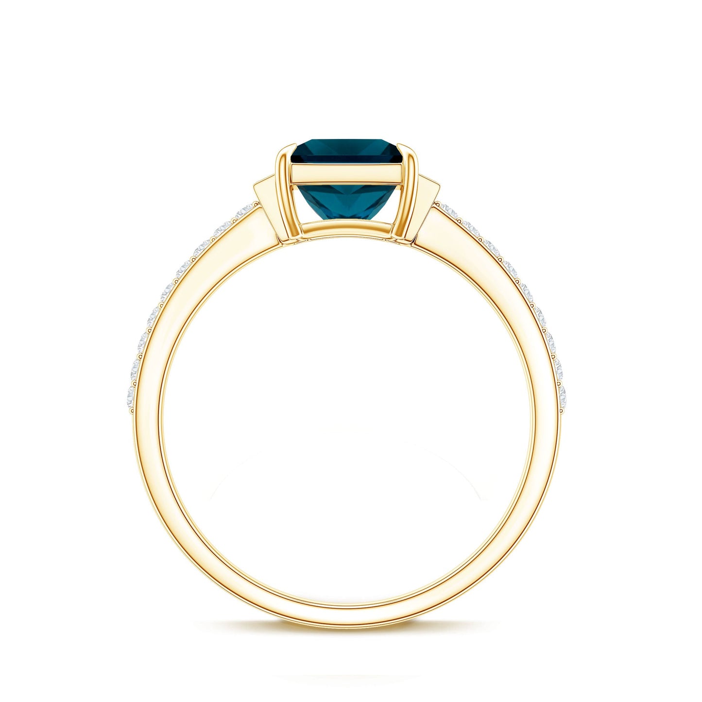 1 Carat Princess Cut London Blue Topaz Engagement Ring with Diamond