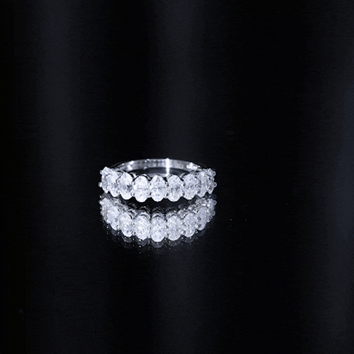 Oval Moissanite Half Eternity Wedding Band Ring