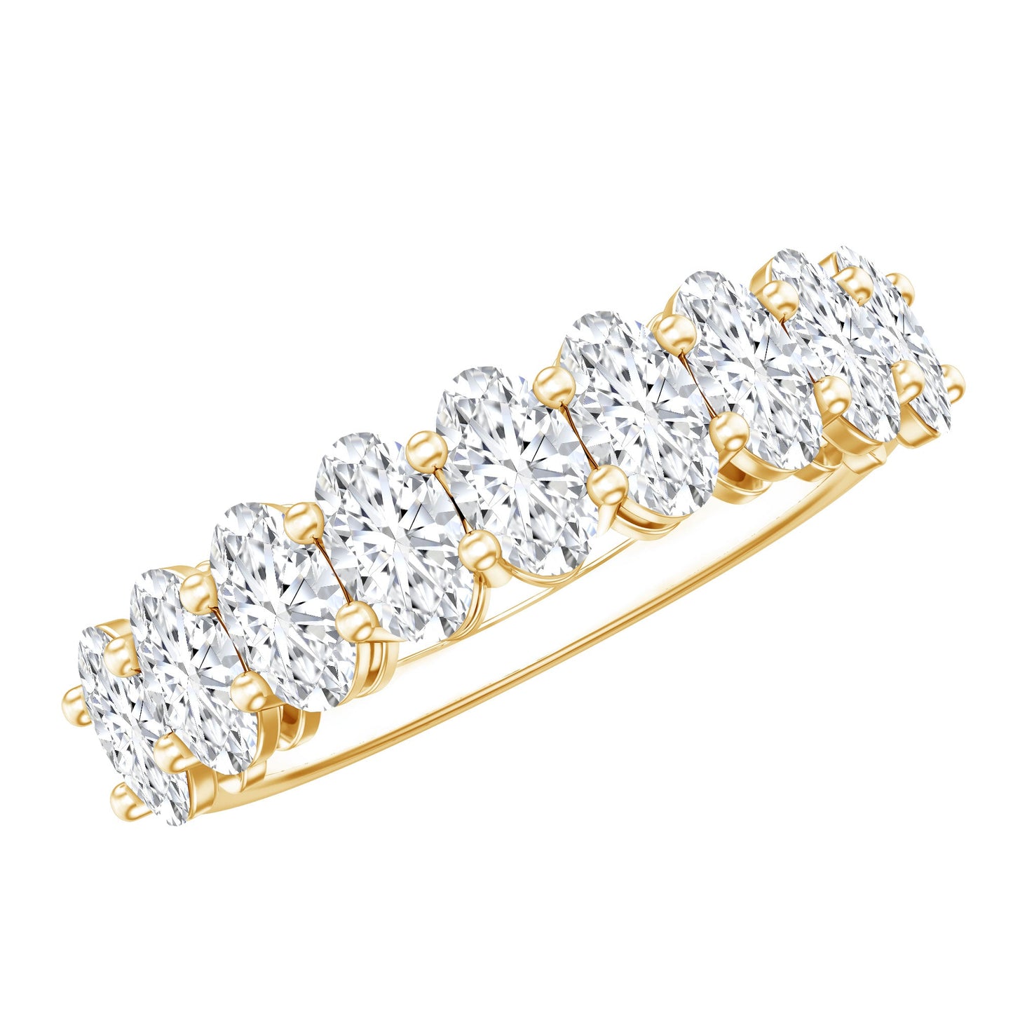 Oval Moissanite Half Eternity Wedding Band Ring