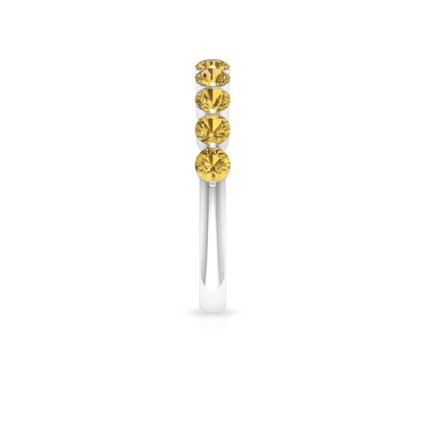Simple Round Citrine Half Eternity Band Ring