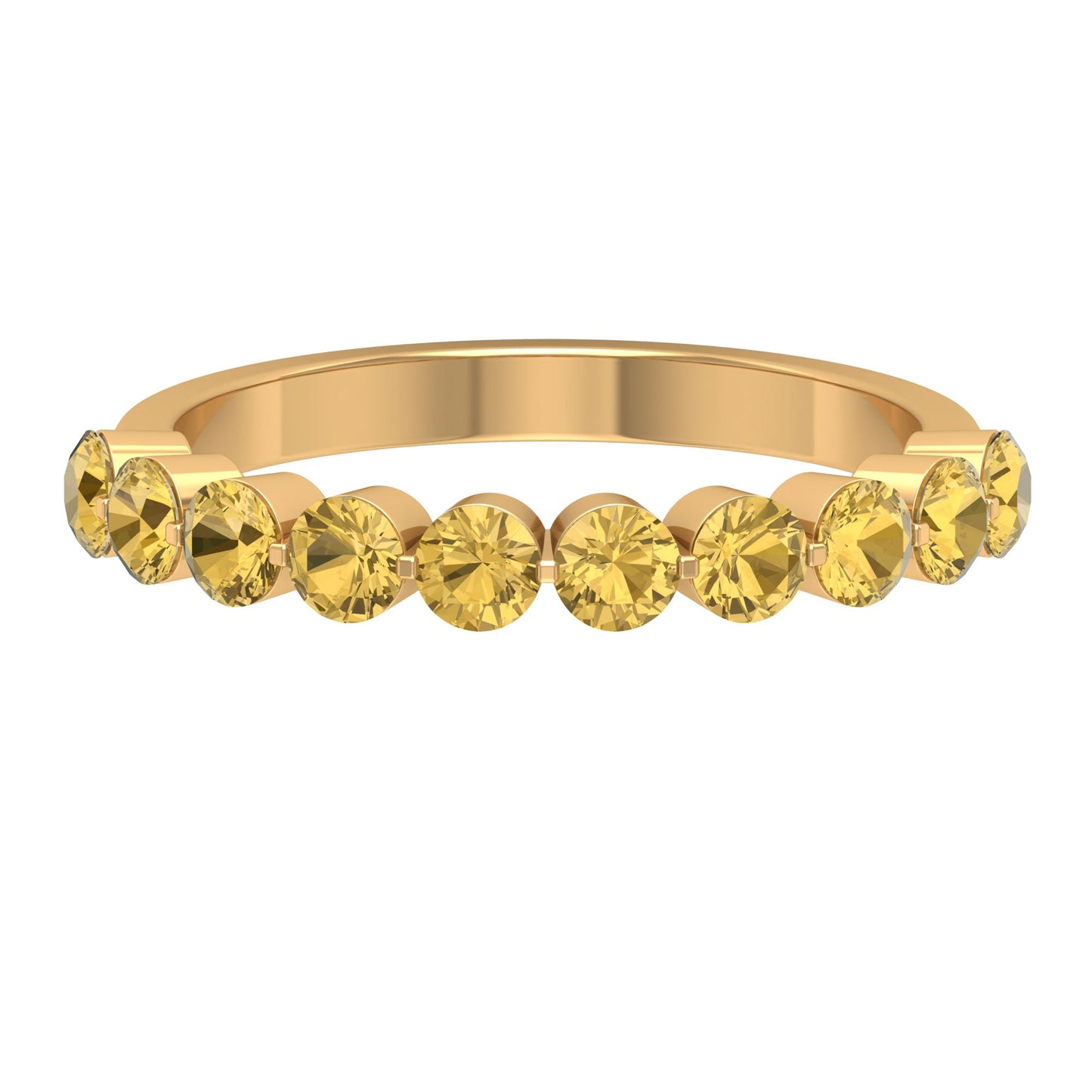 Simple Round Citrine Half Eternity Band Ring