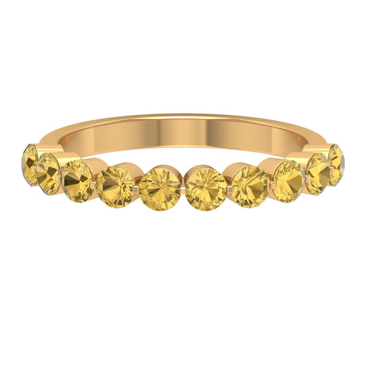Simple Round Citrine Half Eternity Band Ring