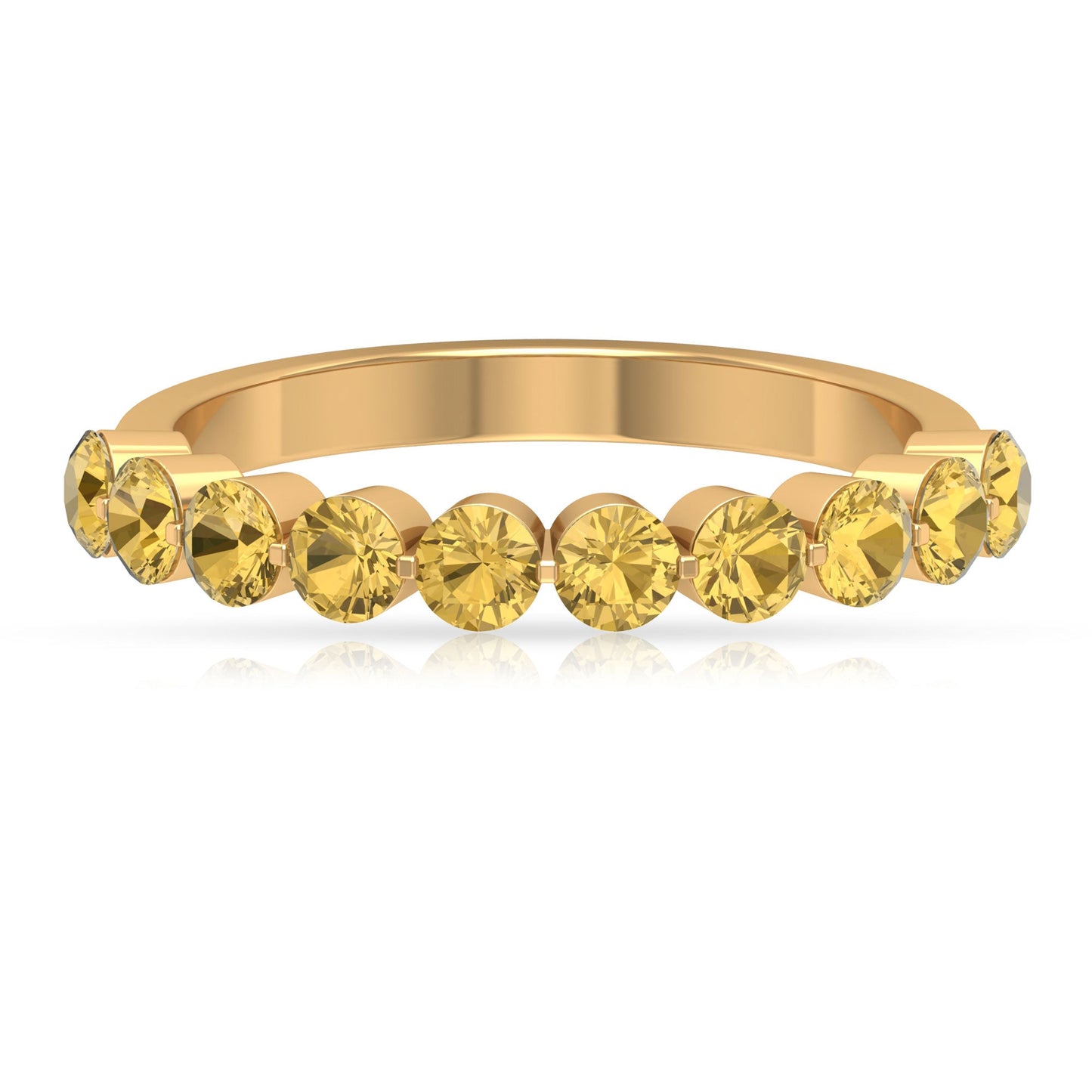 Simple Round Citrine Half Eternity Band Ring