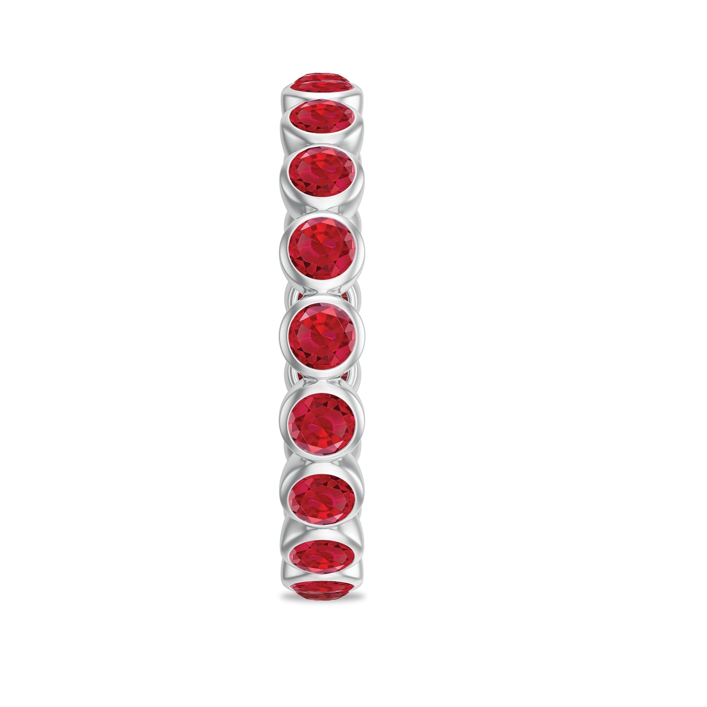 Bezel Set Round Shape Lab Created Ruby Eternity Ring