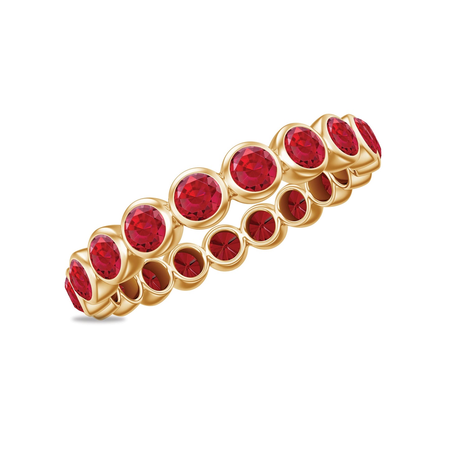 Bezel Set Round Shape Lab Created Ruby Eternity Ring