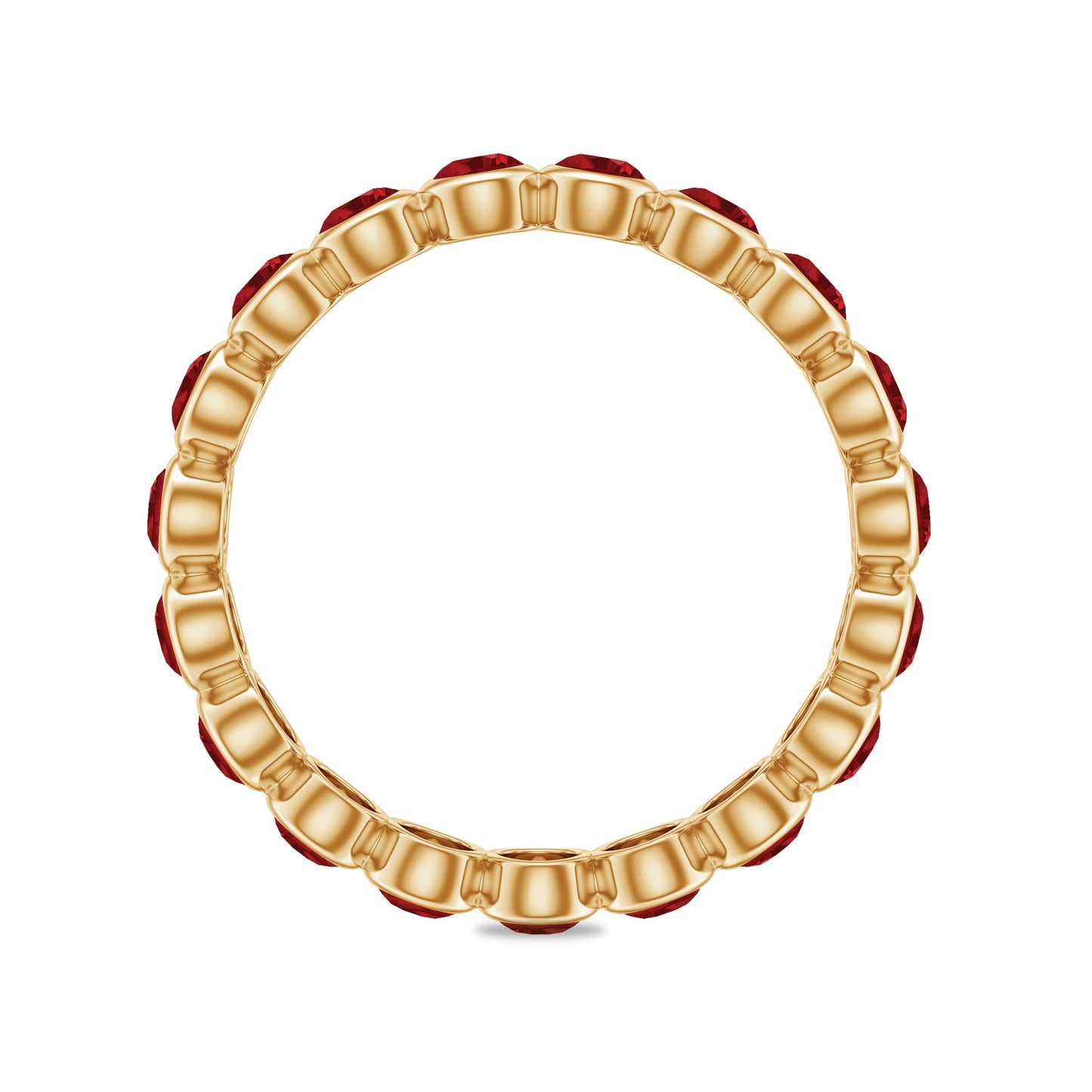 Bezel Set Round Shape Lab Created Ruby Eternity Ring