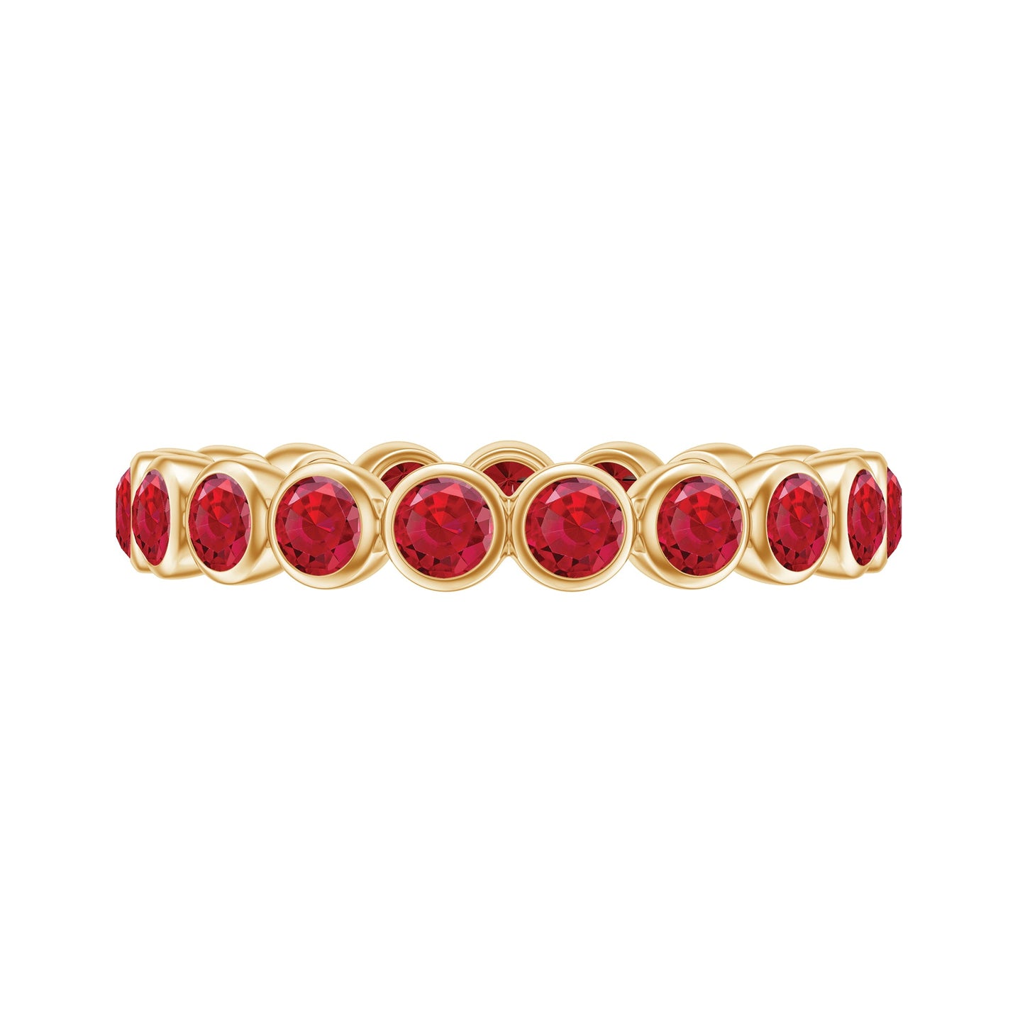 Bezel Set Round Shape Lab Created Ruby Eternity Ring