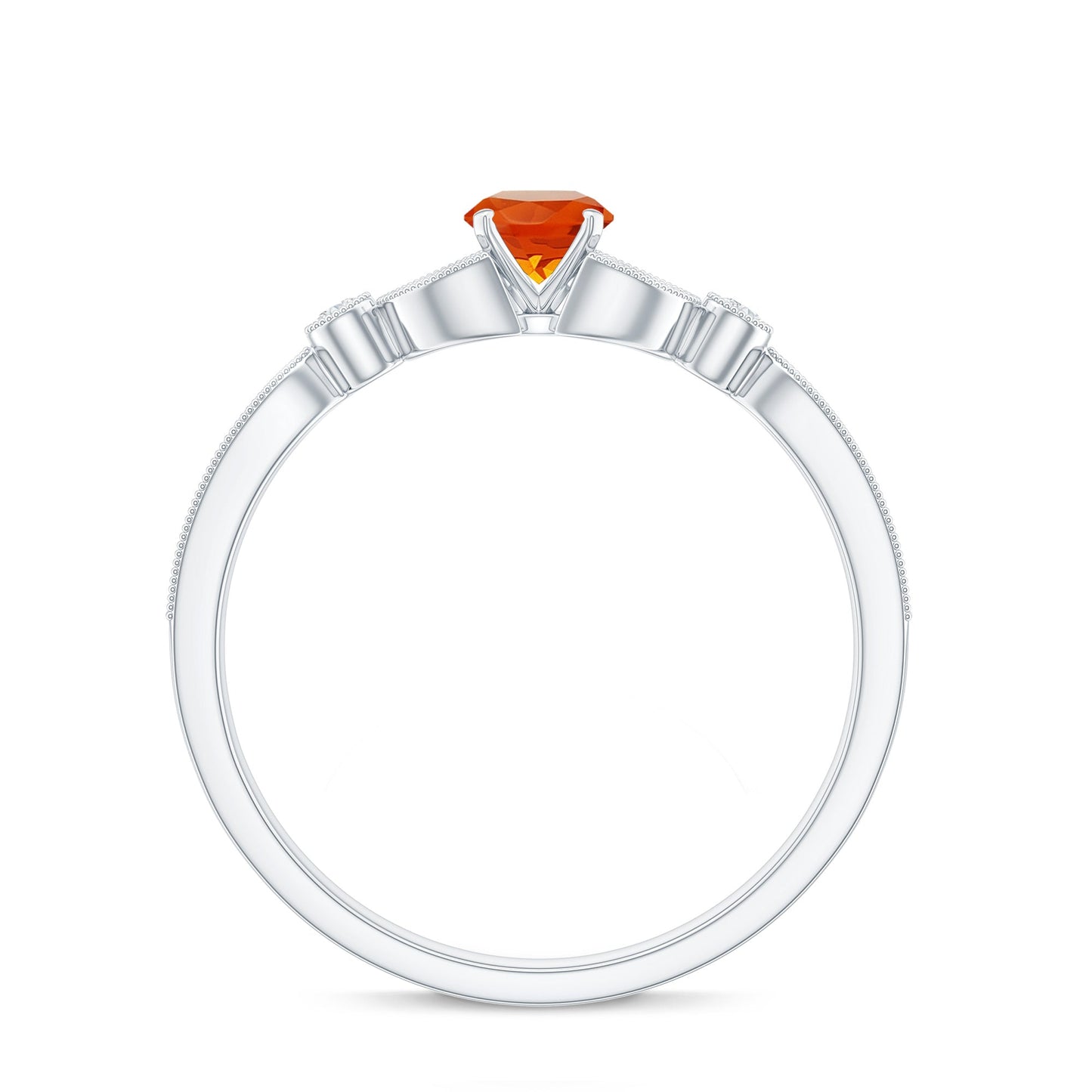 Minimal Fire Opal and Diamond Promise Ring