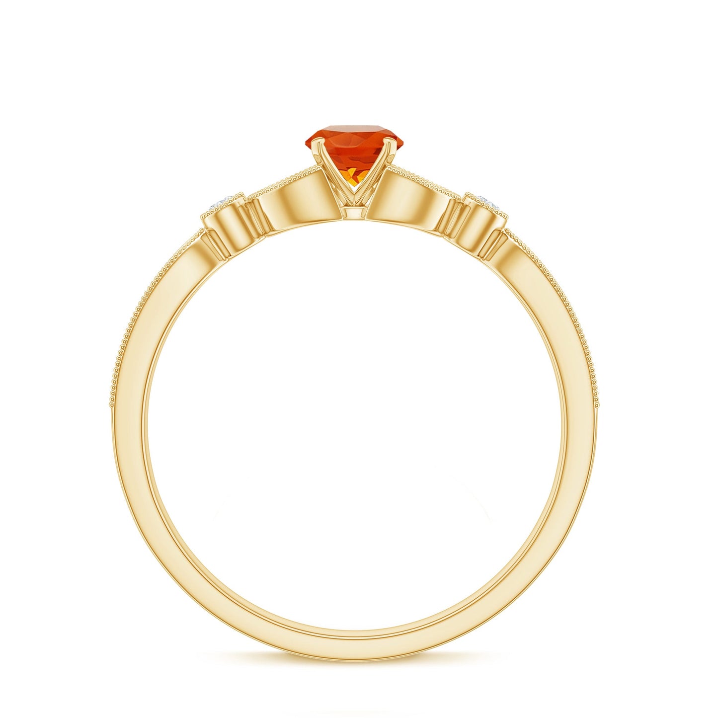 Minimal Fire Opal and Diamond Promise Ring