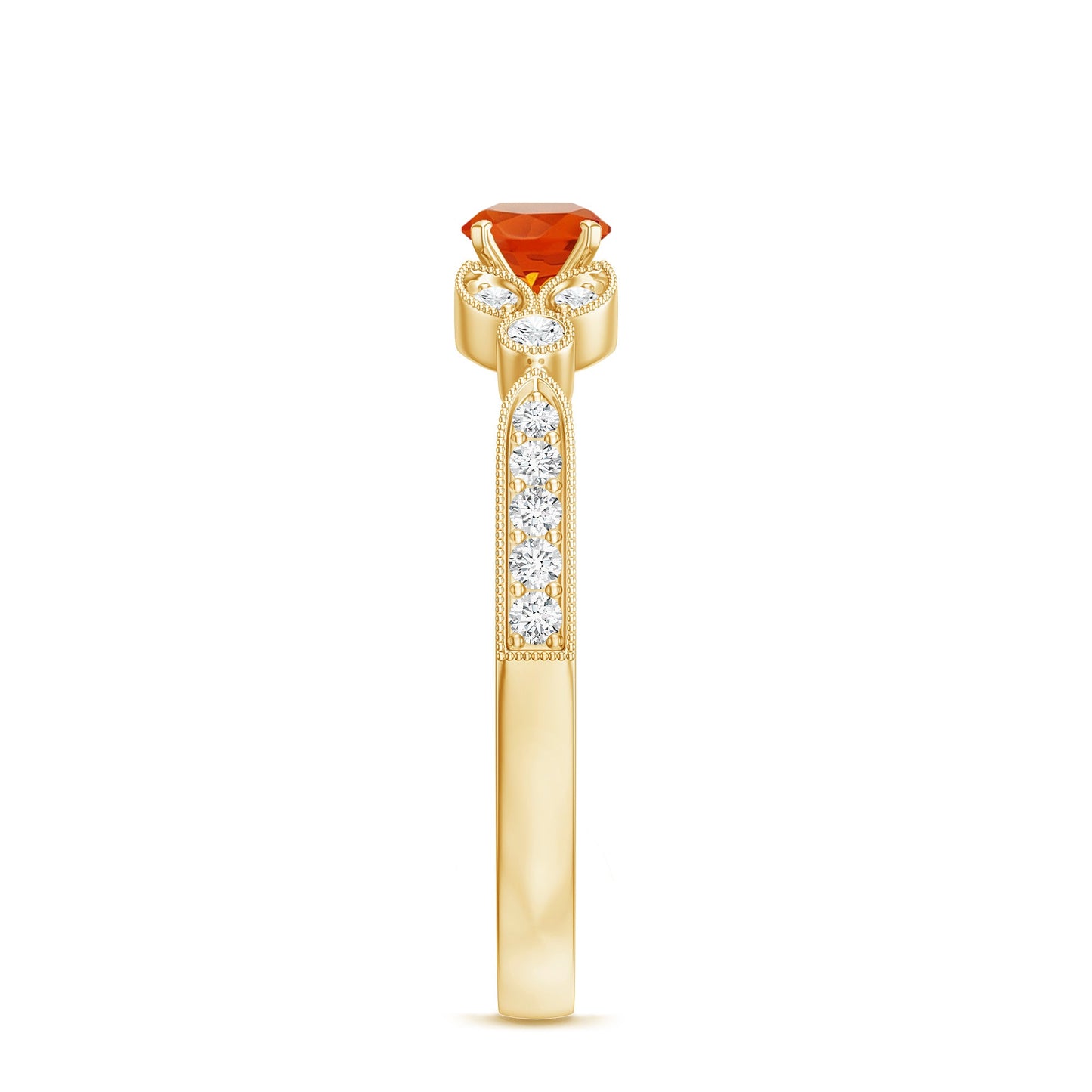 Minimal Fire Opal and Diamond Promise Ring