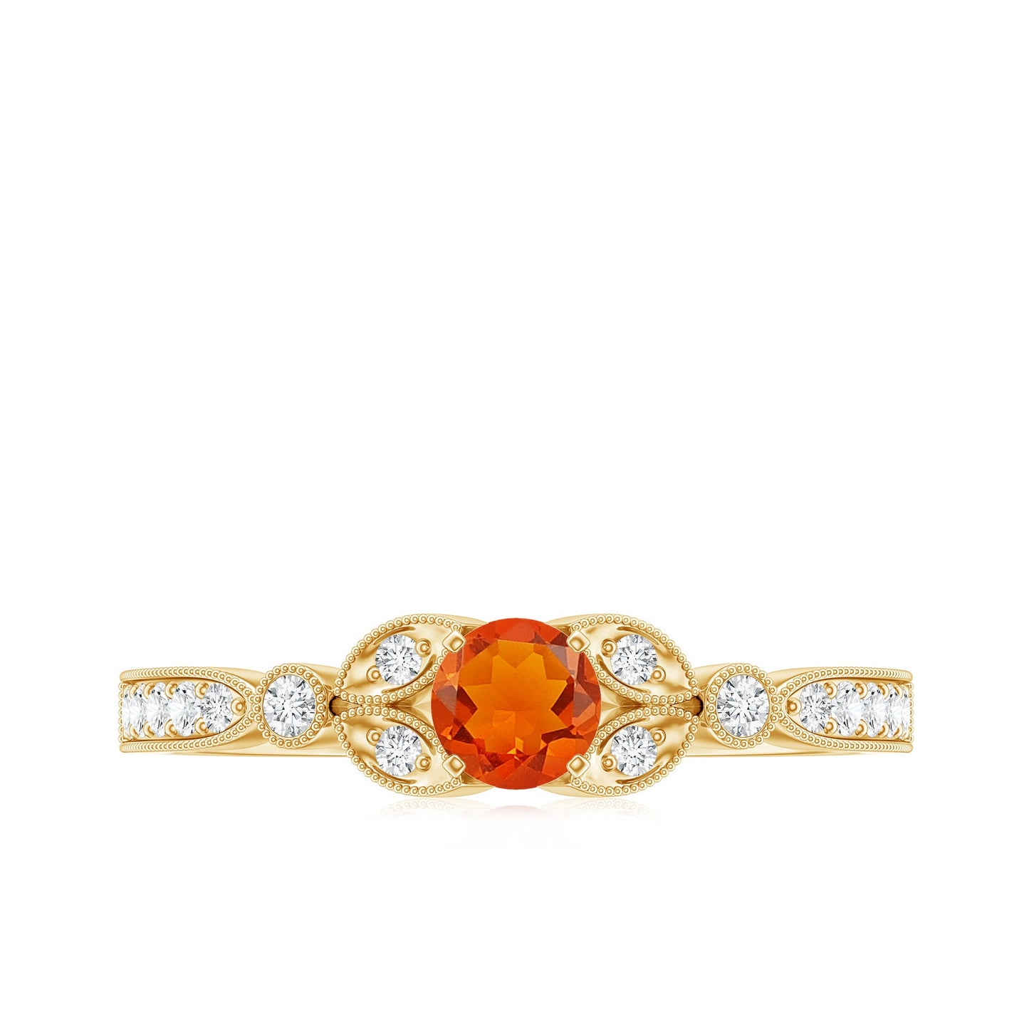 Minimal Fire Opal and Diamond Promise Ring