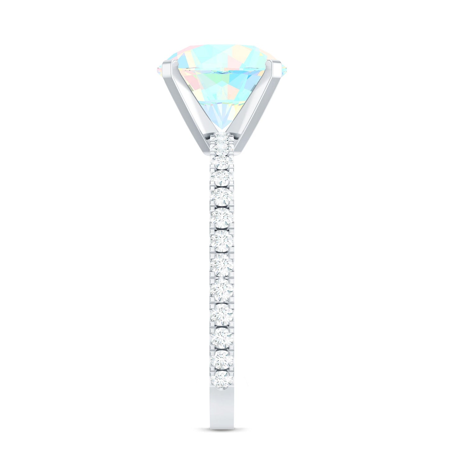2 Carat Ethiopian Rainbow Opal Diamond Engagement Ring with Certificate