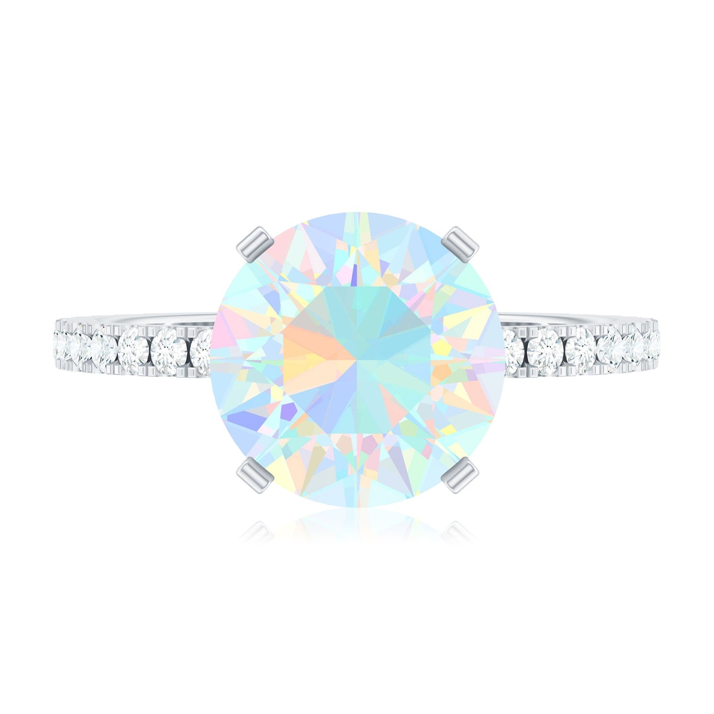 2 Carat Ethiopian Rainbow Opal Diamond Engagement Ring with Certificate
