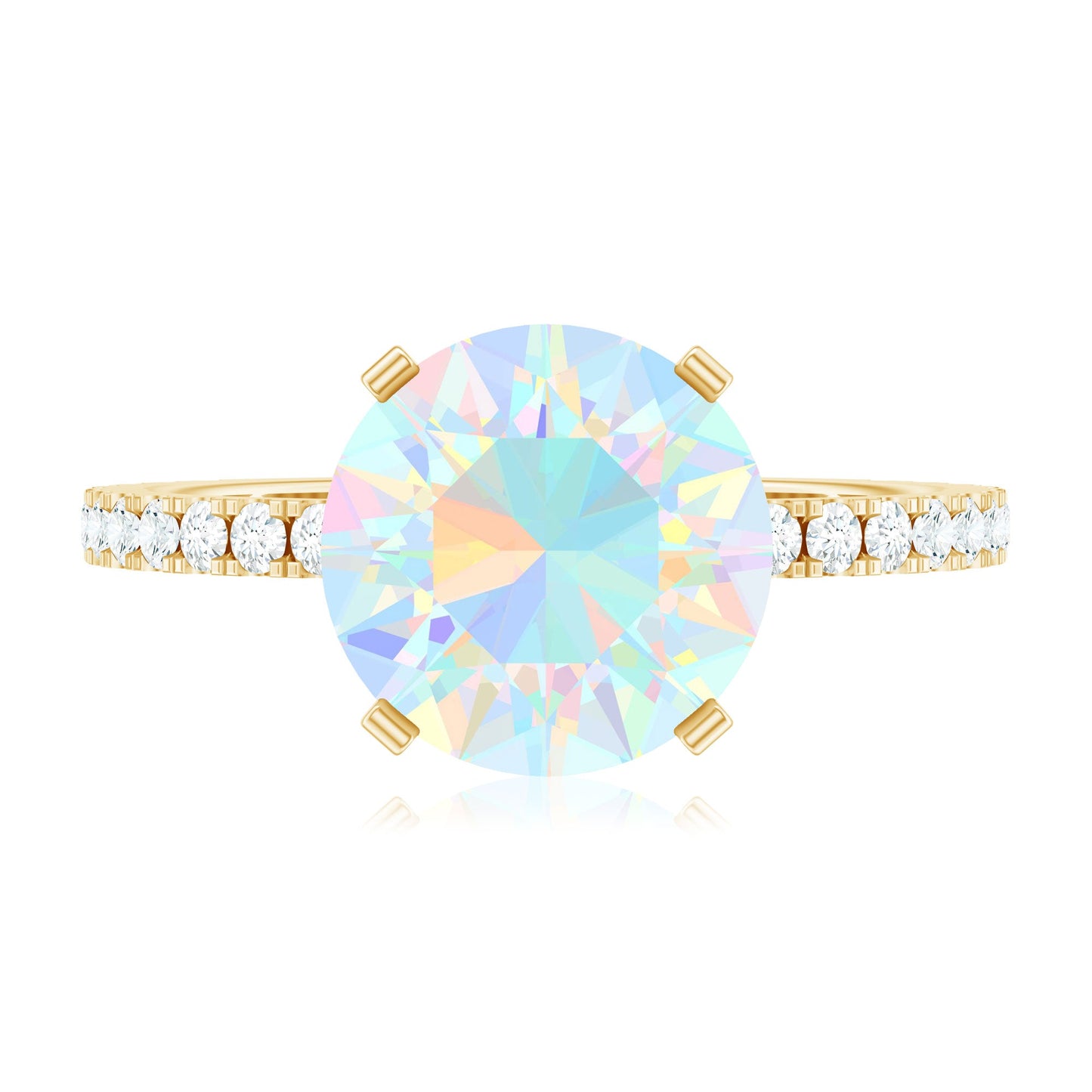 2 Carat Ethiopian Rainbow Opal Diamond Engagement Ring with Certificate