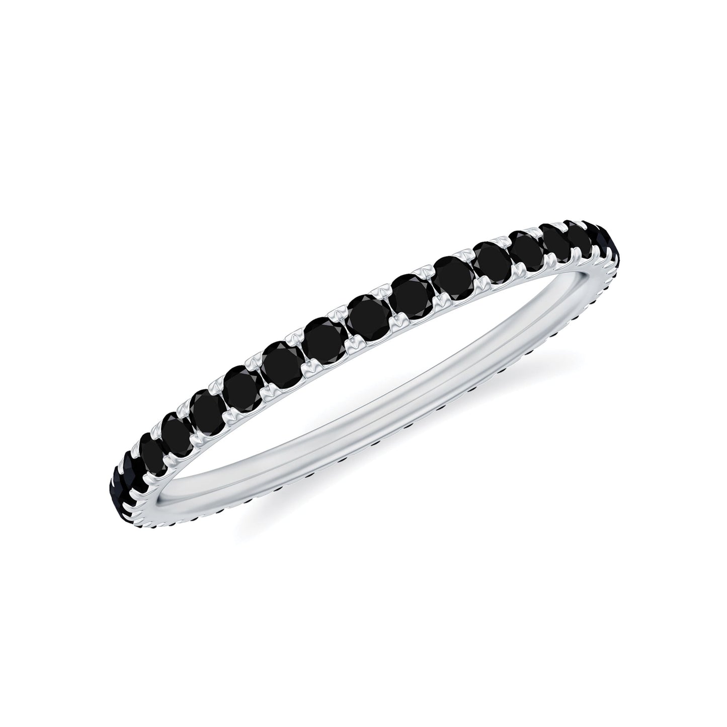 Certified Real Black Spinel Eternity Stackable Ring