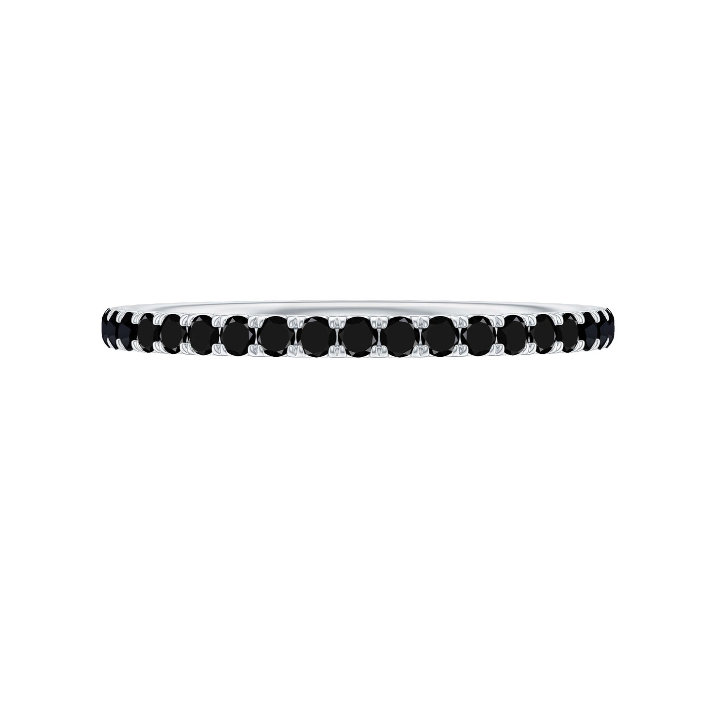 Certified Real Black Spinel Eternity Stackable Ring
