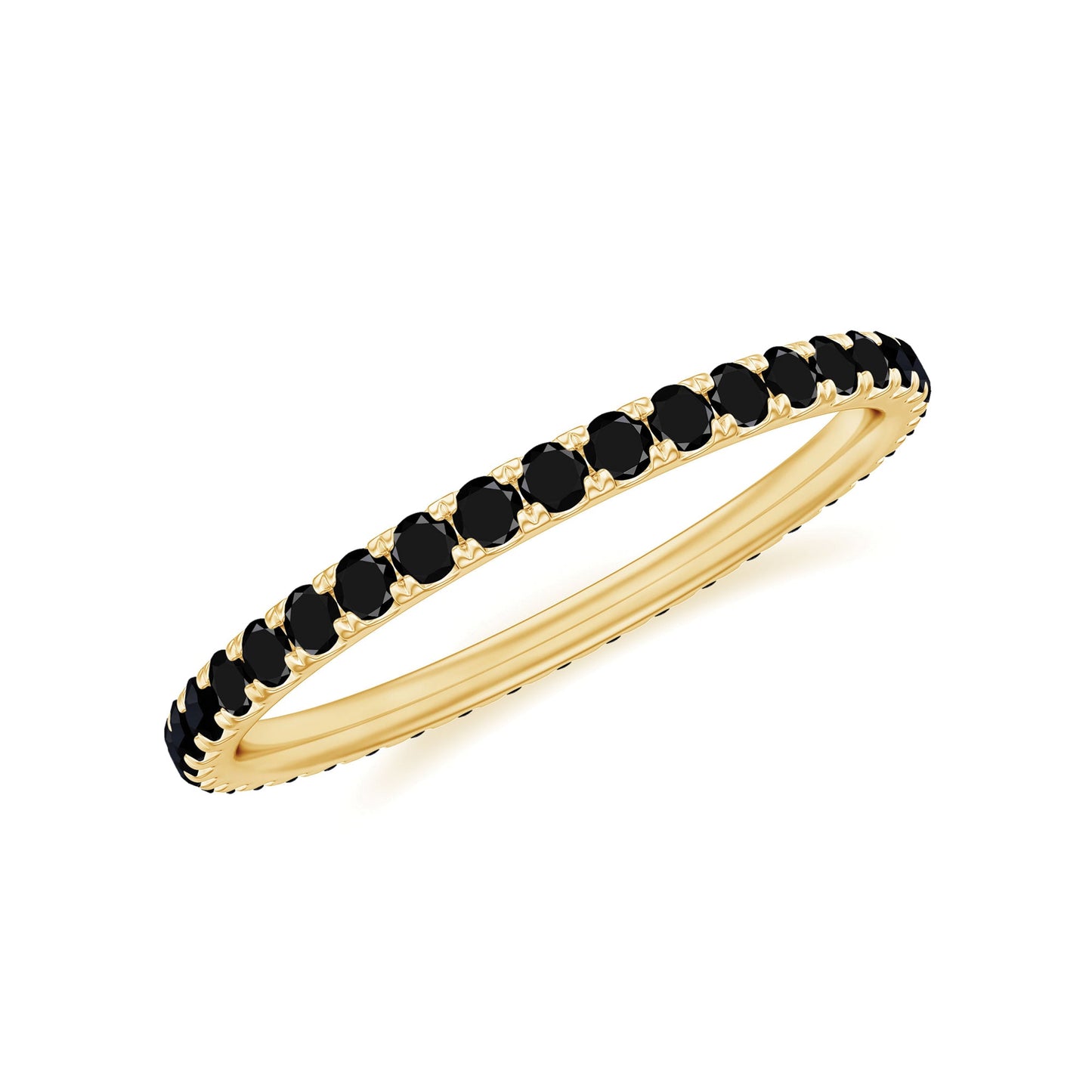 Certified Real Black Spinel Eternity Stackable Ring