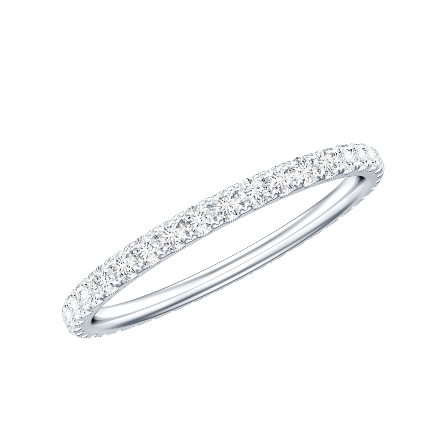Certified French Pave Set Moissanite Stackable Full Eternity Ring