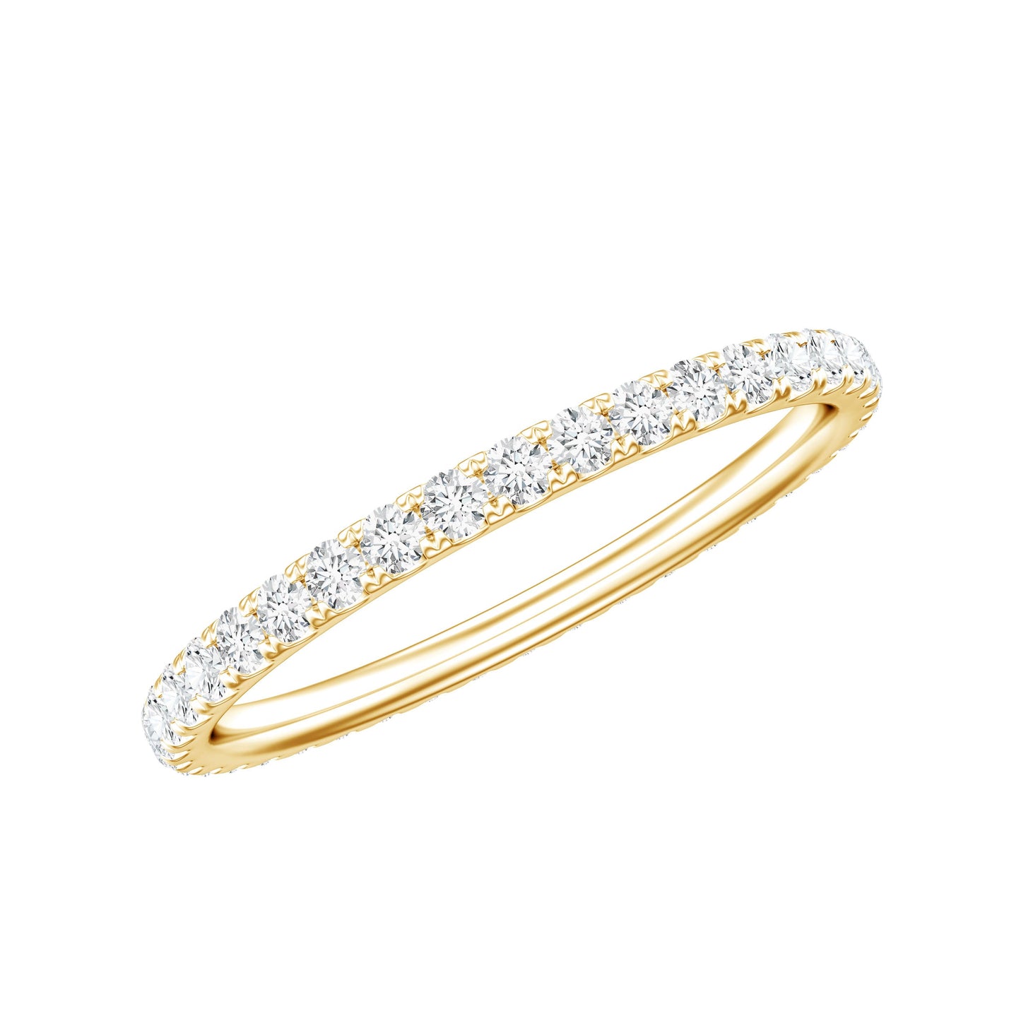 Certified French Pave Set Moissanite Stackable Full Eternity Ring